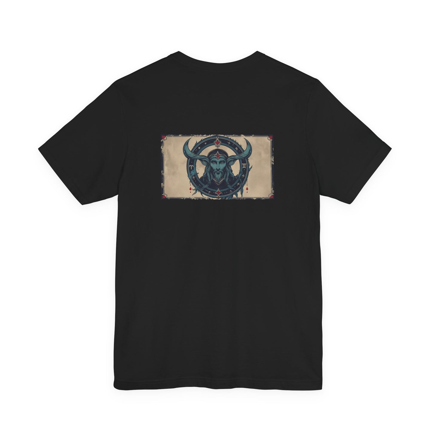 Capricorn - Gothic Zodiac T-Shirt. Blue graphic on the back. Zodiac in the Shadows