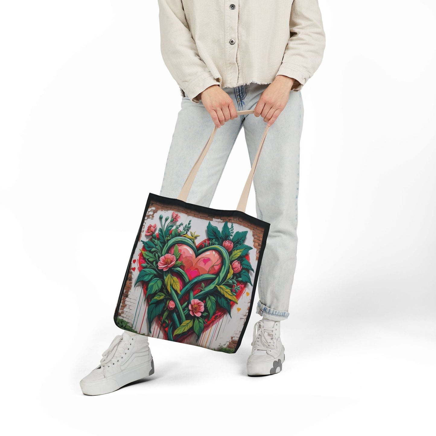Artistic Surge - Eco-Friendly Canvas Tote Bag - FLOWERED HEARTS