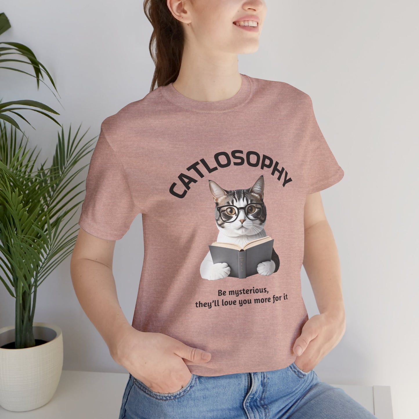Catlosophy Unisex Jersey Short Sleeve Tee – "Be mysterious" Design