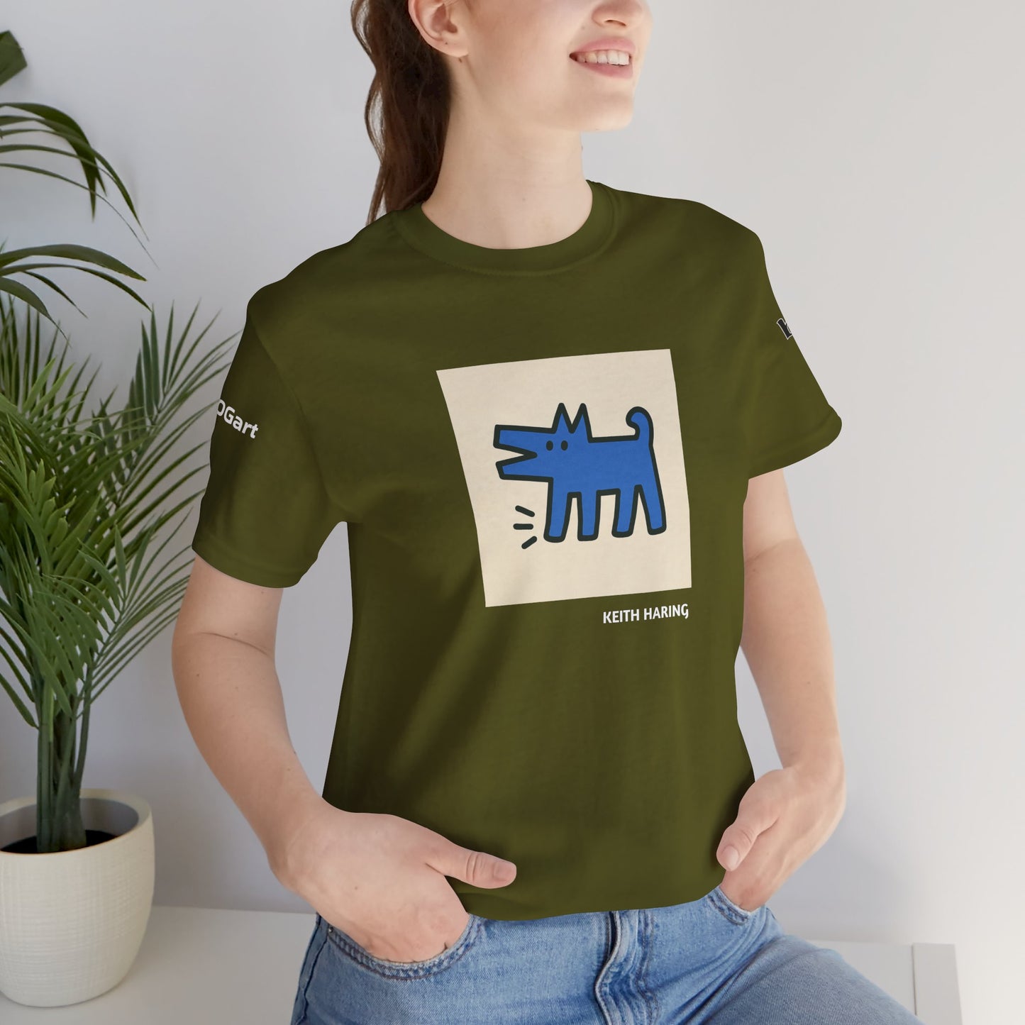 DOGART Unisex Jersey Cat T-Shirt - KEITH HARING - Iconic Painting Reimagined with Dogs