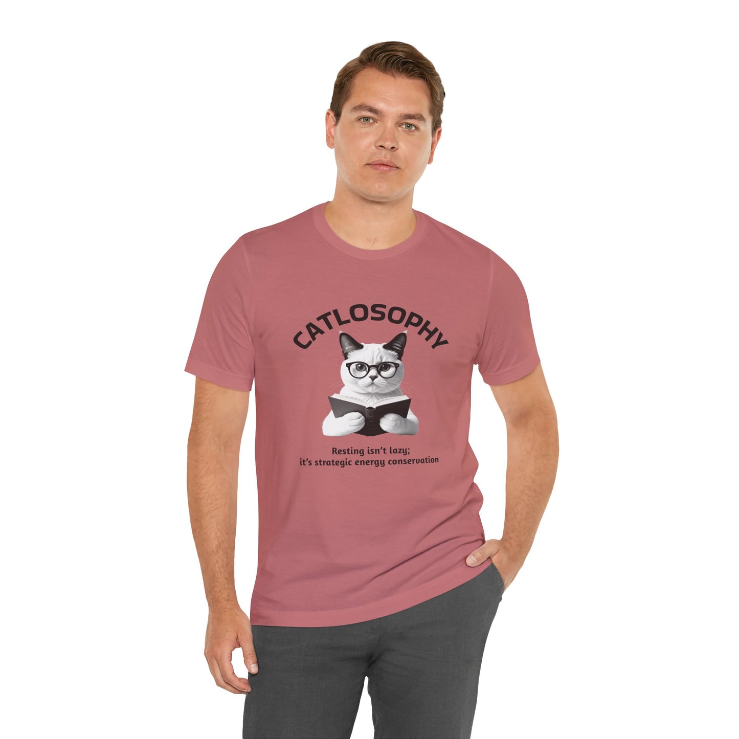 Catlosophy Unisex Jersey Short Sleeve Tee – "Resting isn't Lazy" Design