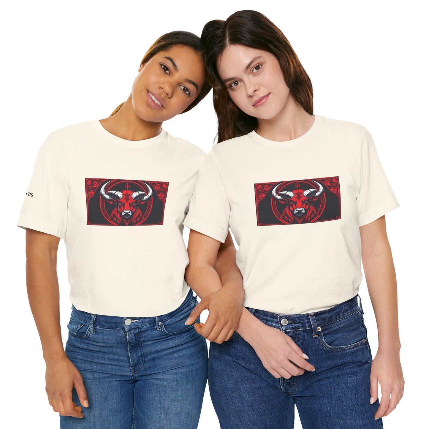 Taurus - Gothic Zodiac T-Shirt. Red graphic in front. Zodiac in the Shadows