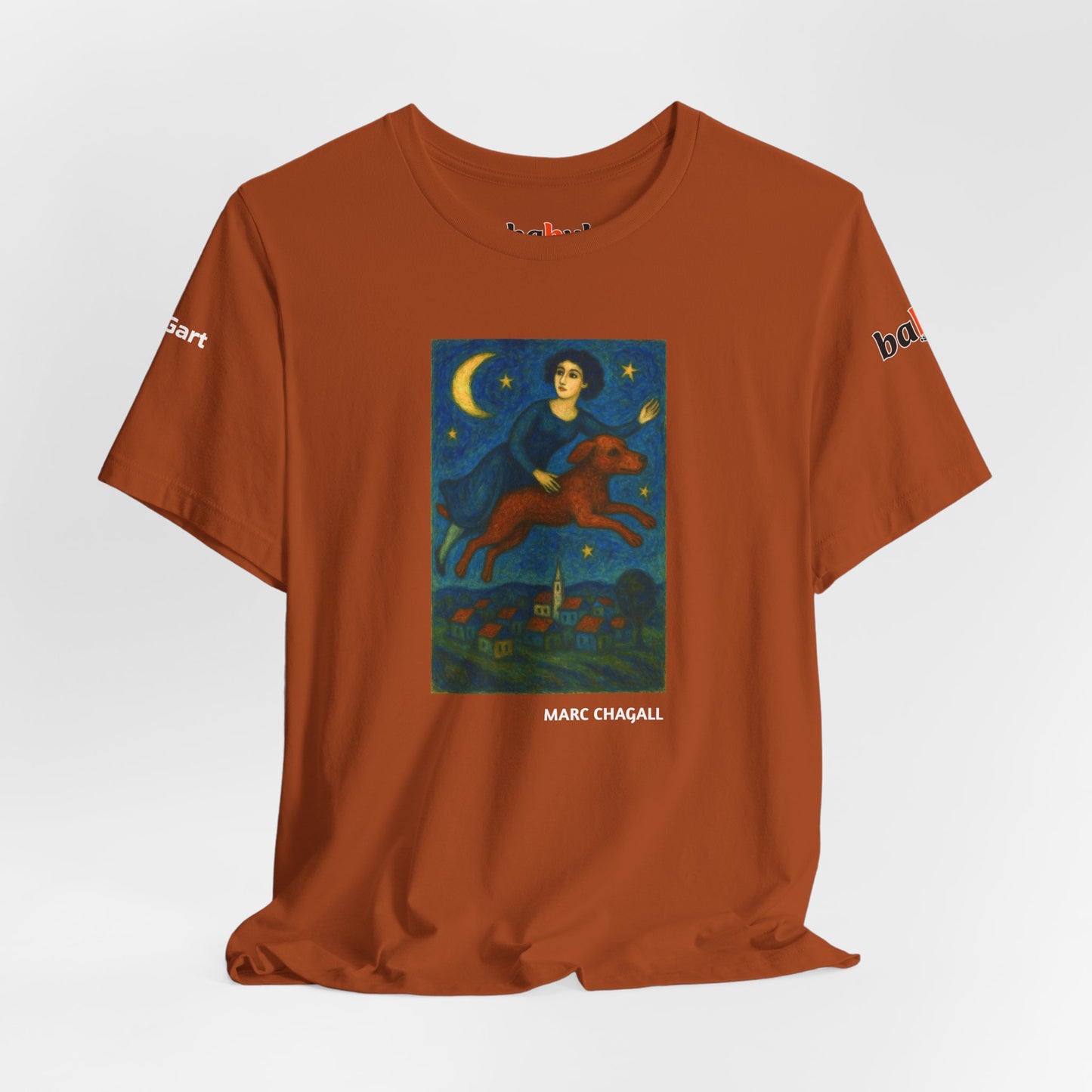 DOGART Unisex Jersey Cat T-Shirt - MARC CHAGALL - Iconic Painting Reimagined with Dogs