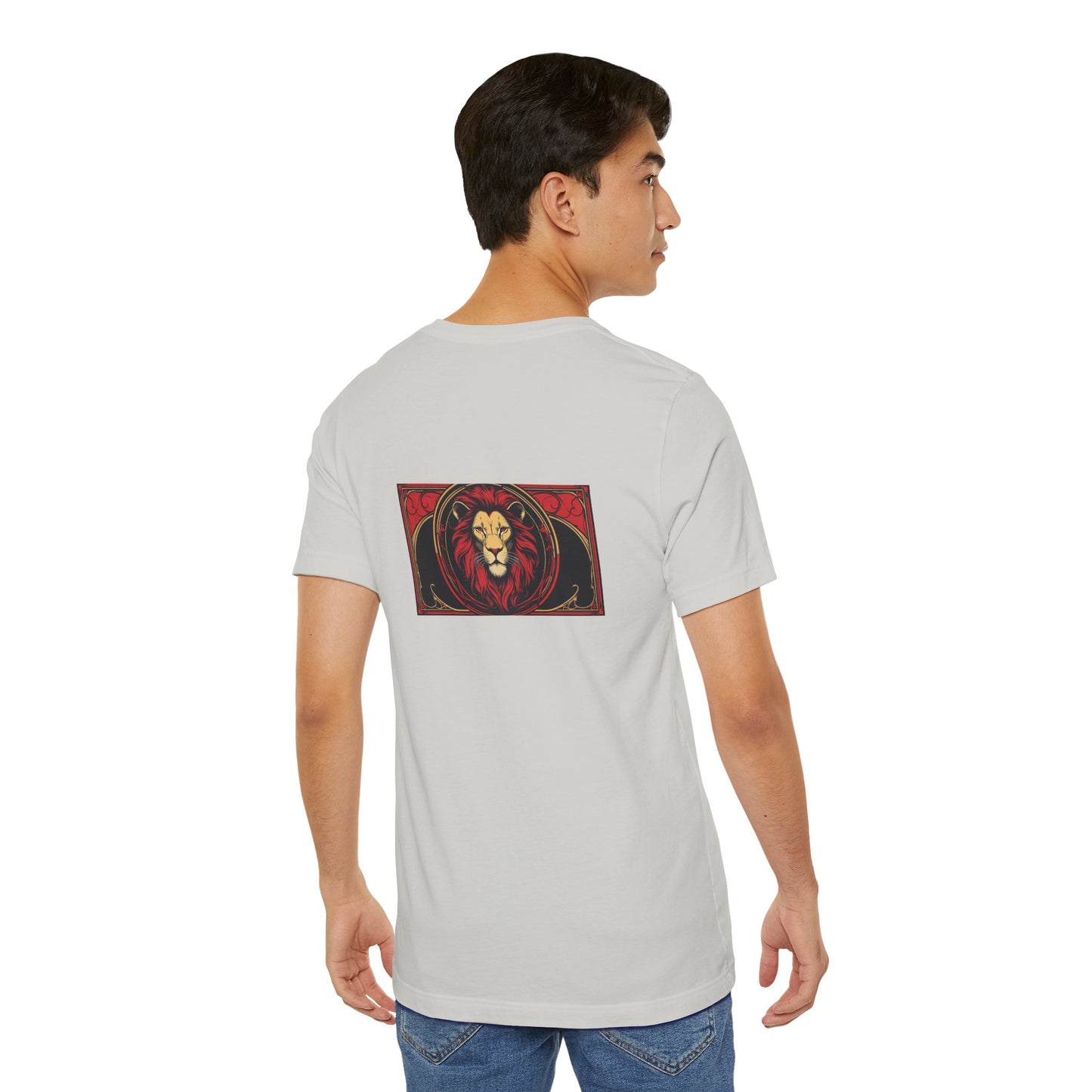 Leo - Gothic Zodiac, Red Graphic on the back T-Shirt. Zodiac in the Shadows