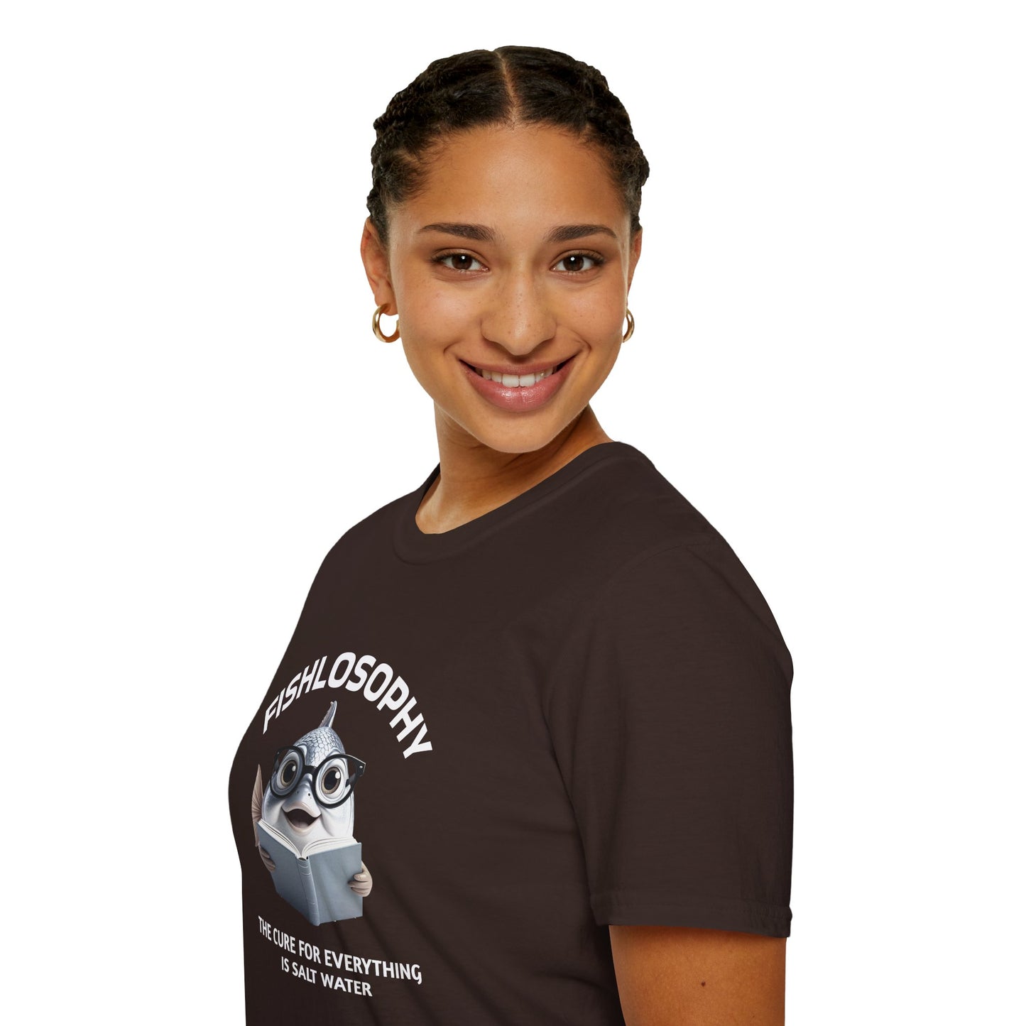 Fishlosophy Unisex T-Shirt - Ocean Vibes and Life's Questions Design - The Cure For Everything Is Salt Water