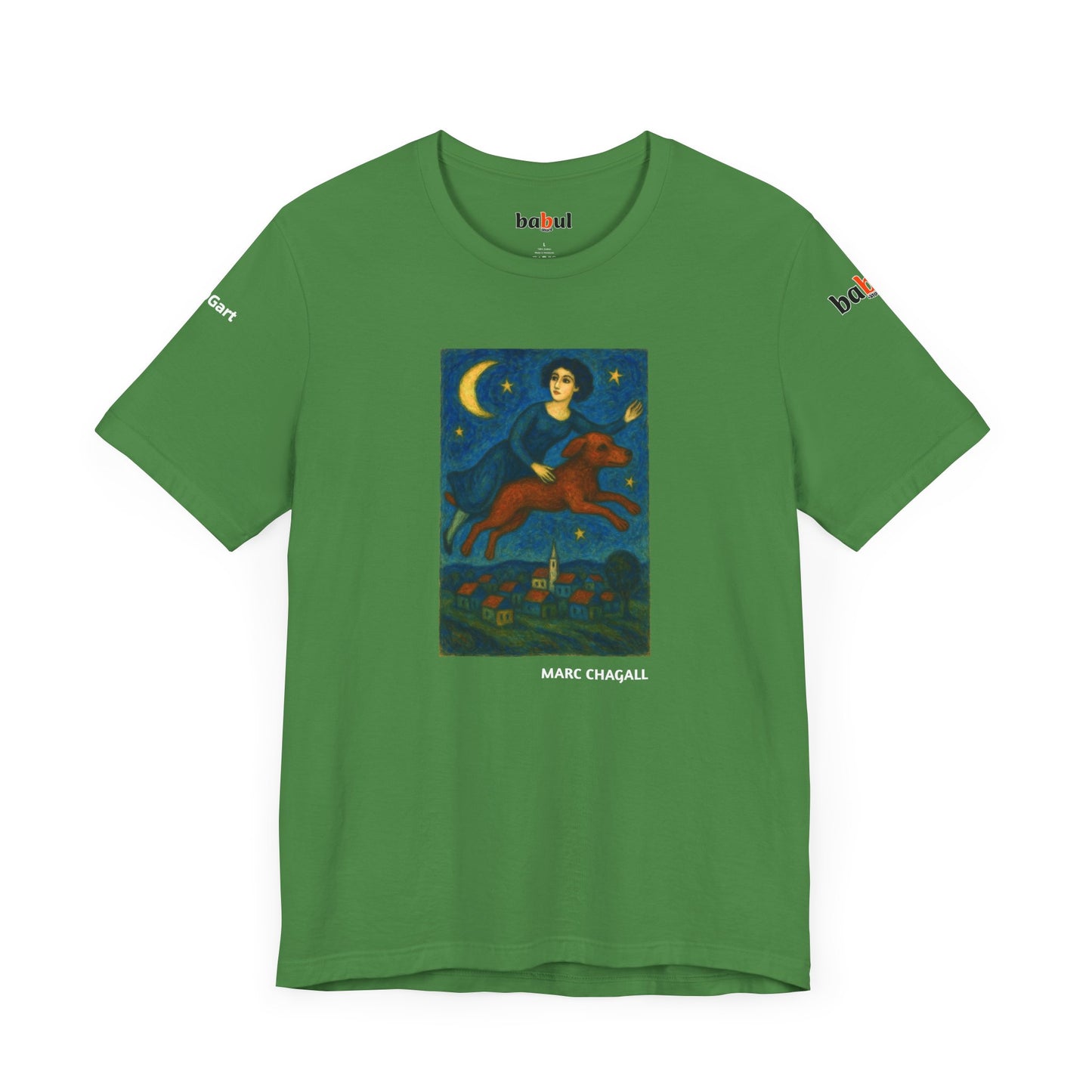 DOGART Unisex Jersey Cat T-Shirt - MARC CHAGALL - Iconic Painting Reimagined with Dogs