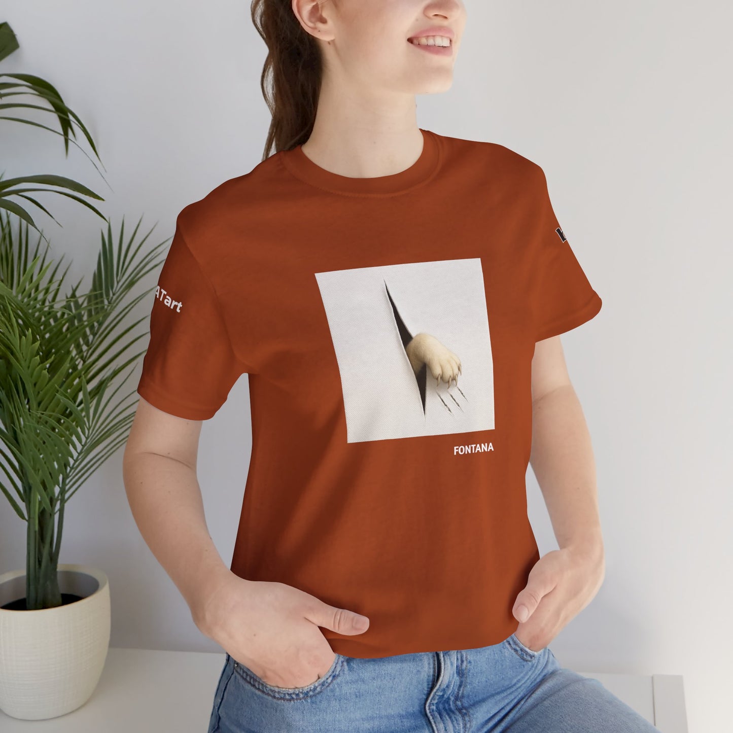 CATART Unisex Jersey Cat T-Shirt - FONTANA - Iconic Painting Reimagined with Cats