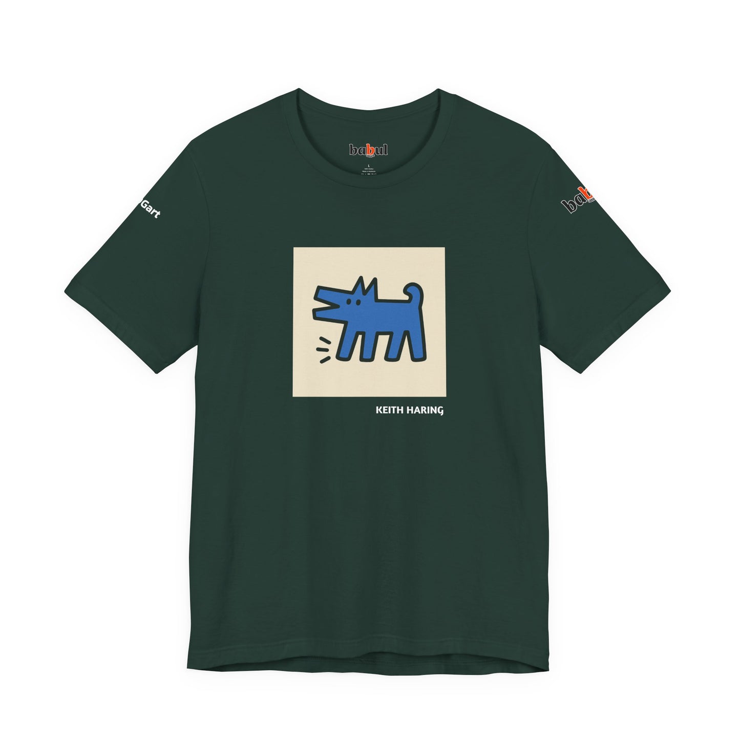 DOGART Unisex Jersey Cat T-Shirt - KEITH HARING - Iconic Painting Reimagined with Dogs