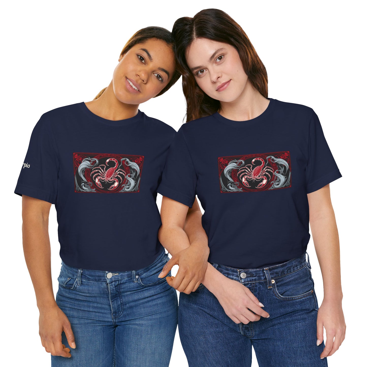 Scorpio - Gothic Zodiac T-Shirt. Red graphic in front. Zodiac in the Shadows