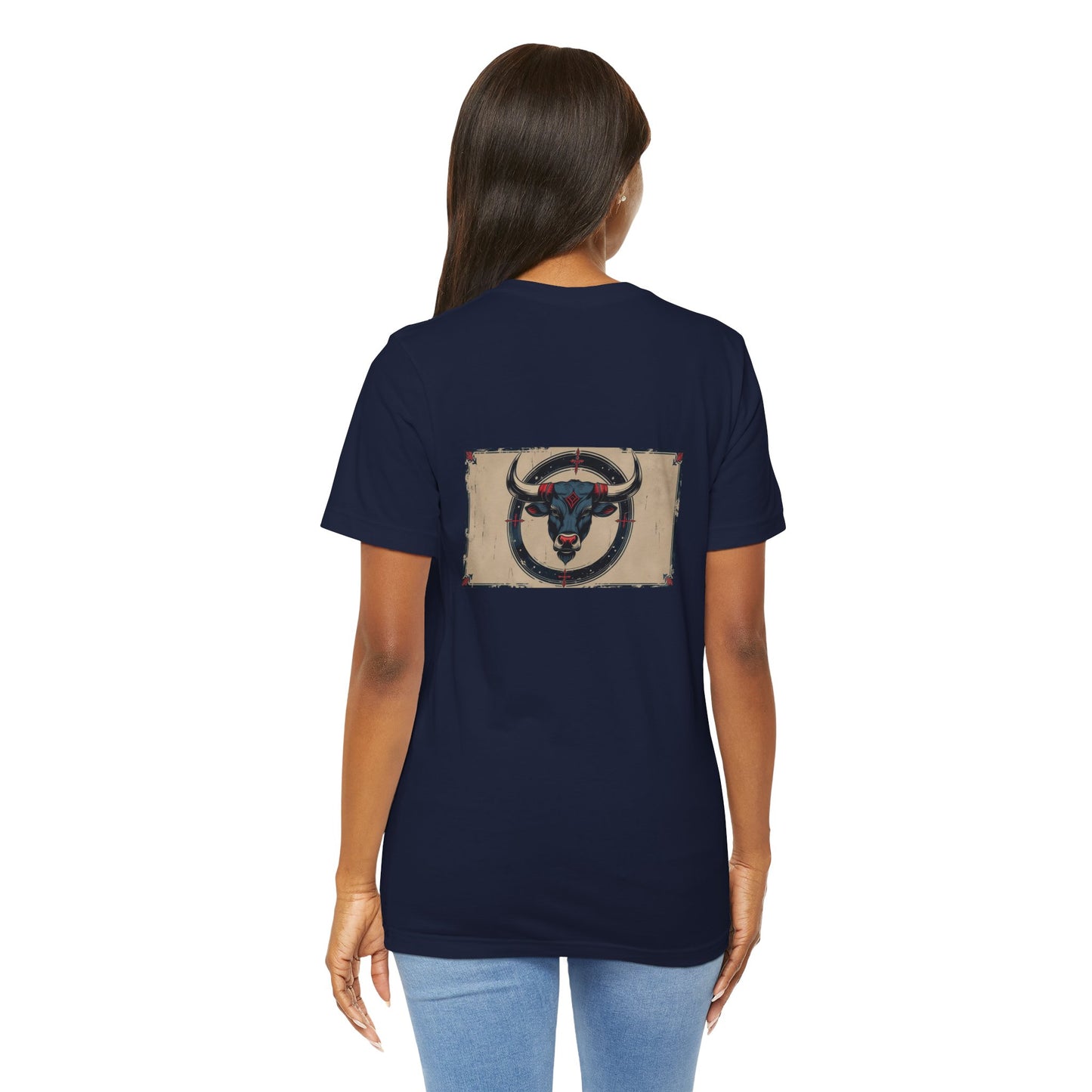 Taurus - Gothic Zodiac T-Shirt. Blue graphic on the back. Zodiac in the Shadows