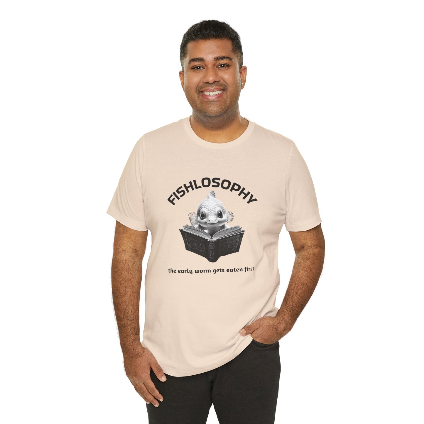 Fishlosophy Unisex Jersey Short Sleeve Tee – The Early Worms Get Eaten First