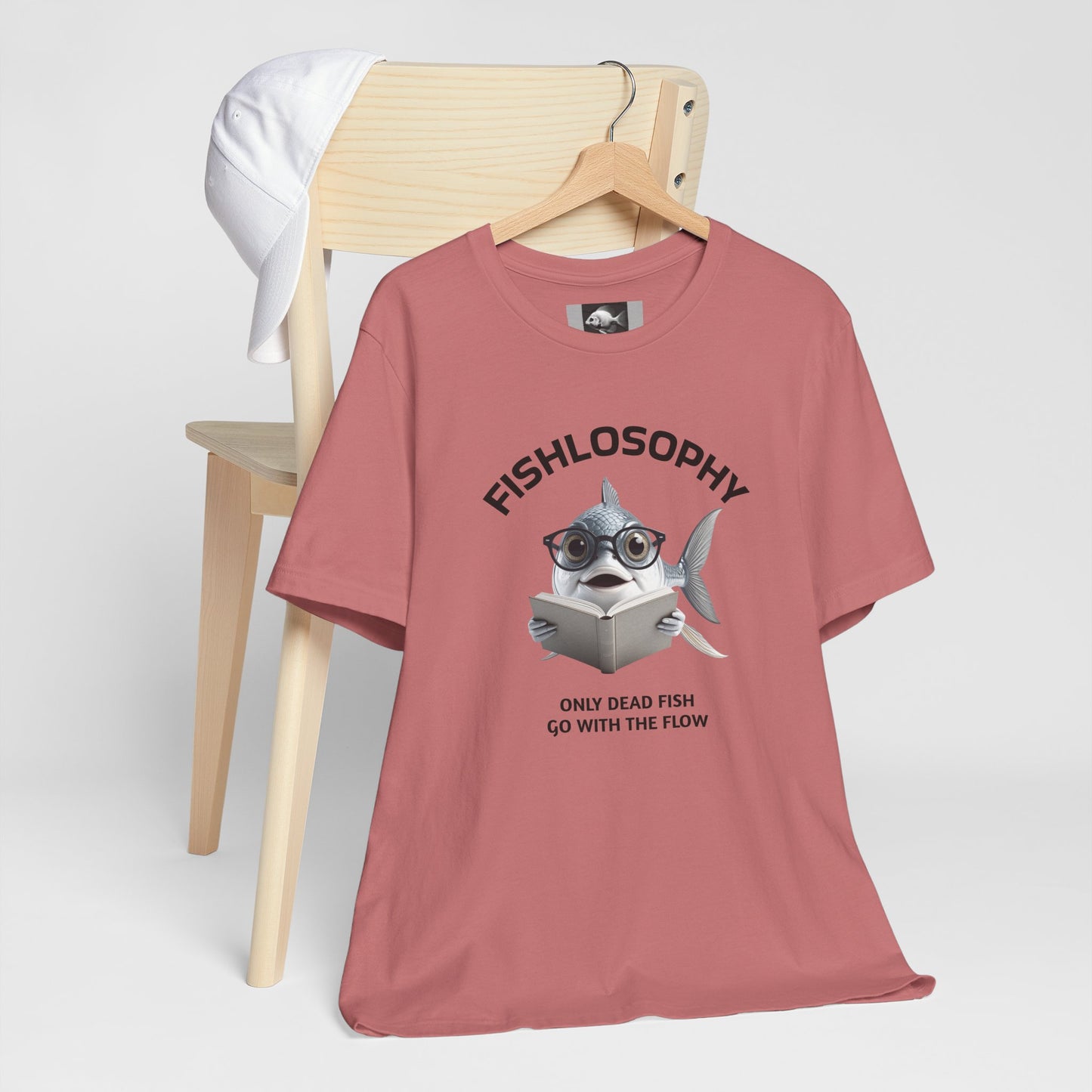 Fishlosophy Unisex Jersey Short Sleeve Tee – Only Dead Fish go with the Flow