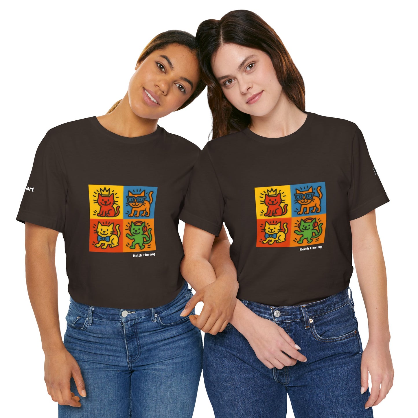 CATART Unisex Jersey Cat T-Shirt - KEITH HARING - Iconic Painting Reimagined with Cats