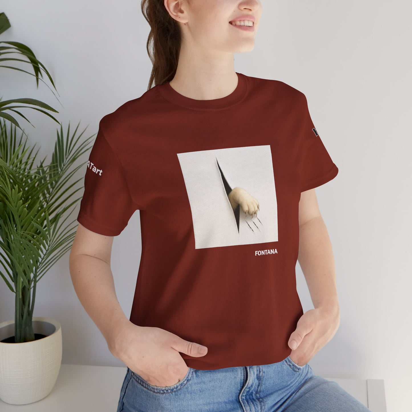 CATART Unisex Jersey Cat T-Shirt - FONTANA - Iconic Painting Reimagined with Cats