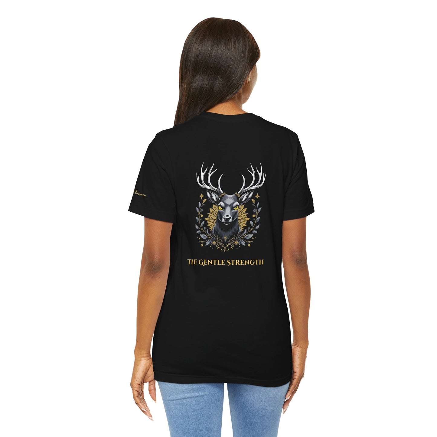 Deer – The Gentle Strength - Magic Animals T-Shirt Black Only (graphic on the back)