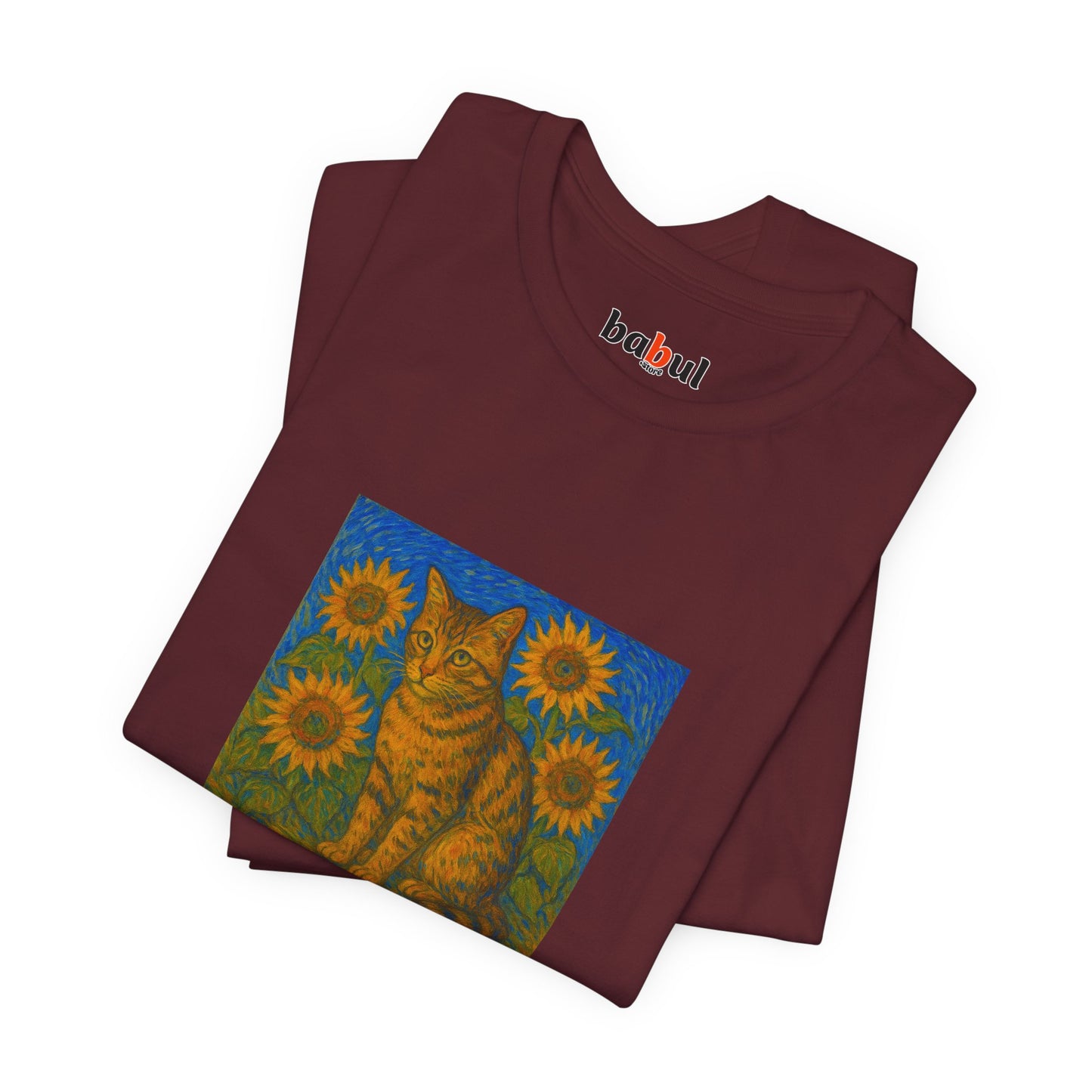 CATART Unisex Jersey Cat T-Shirt - Vincent van Gogh - Iconic Painting Reimagined with Cats