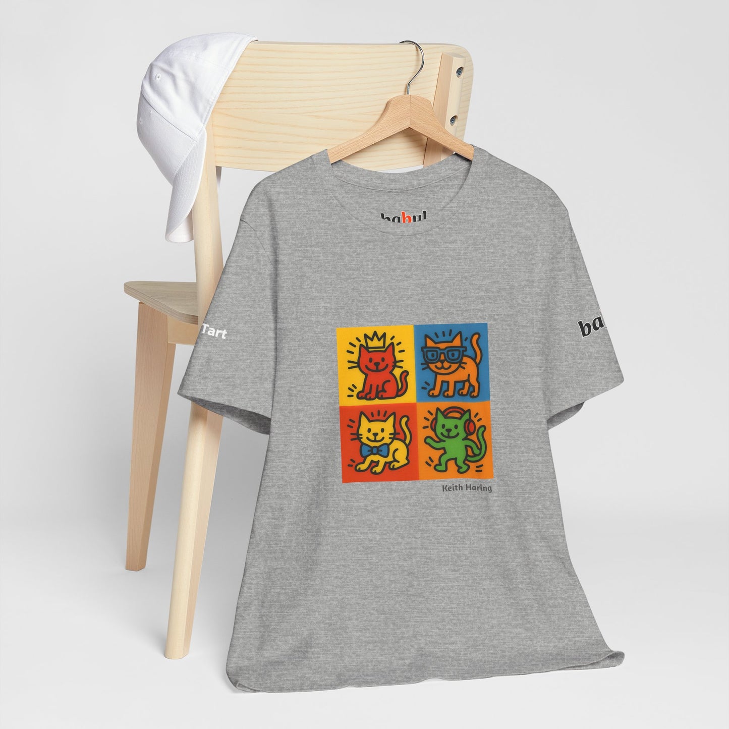 CATART Unisex Jersey Cat T-Shirt - KEITH HARING - Iconic Painting Reimagined with Cats
