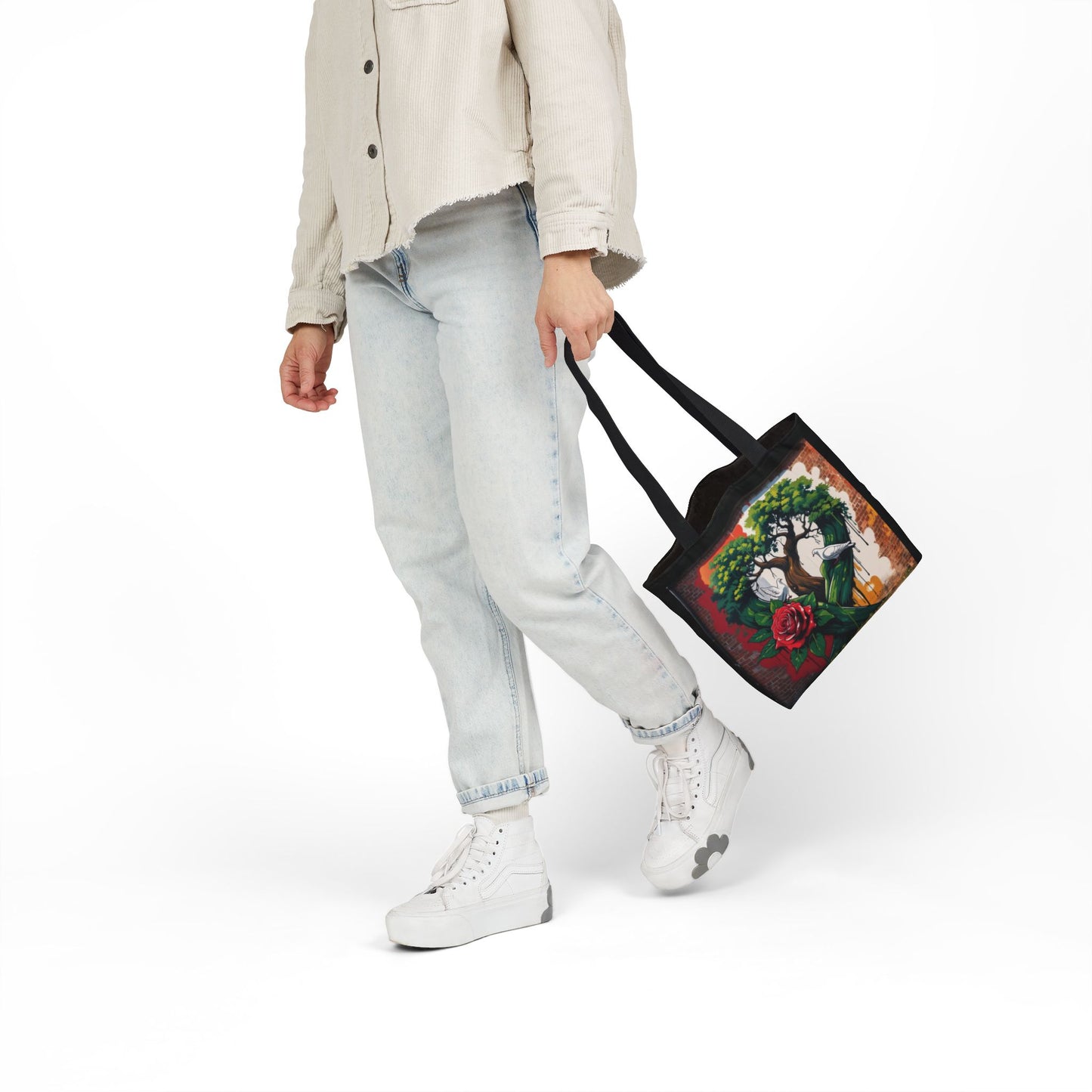 Artistic Surge - Eco-Friendly Canvas Tote Bag - HEART WITH ROSE