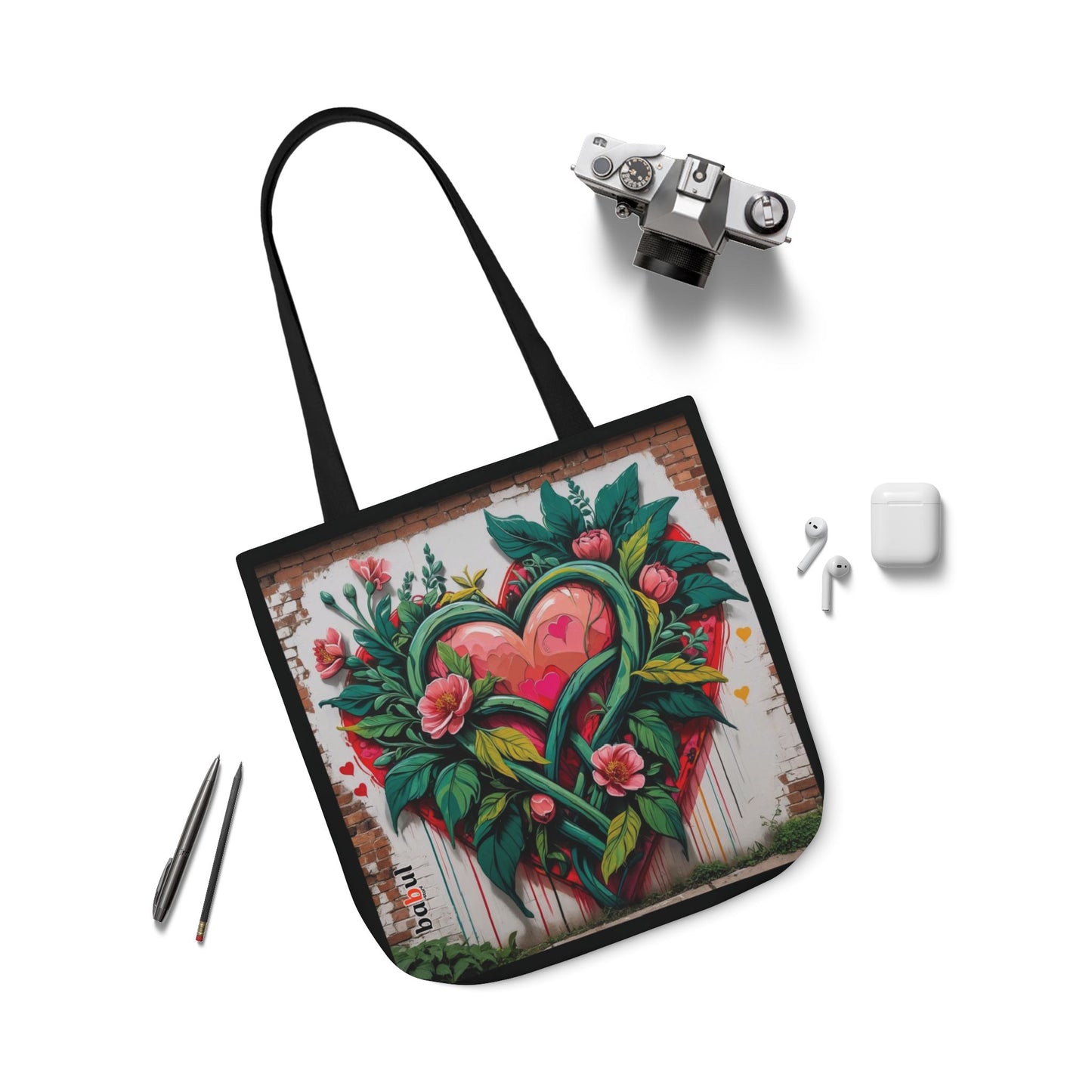 Artistic Surge - Eco-Friendly Canvas Tote Bag - FLOWERED HEARTS