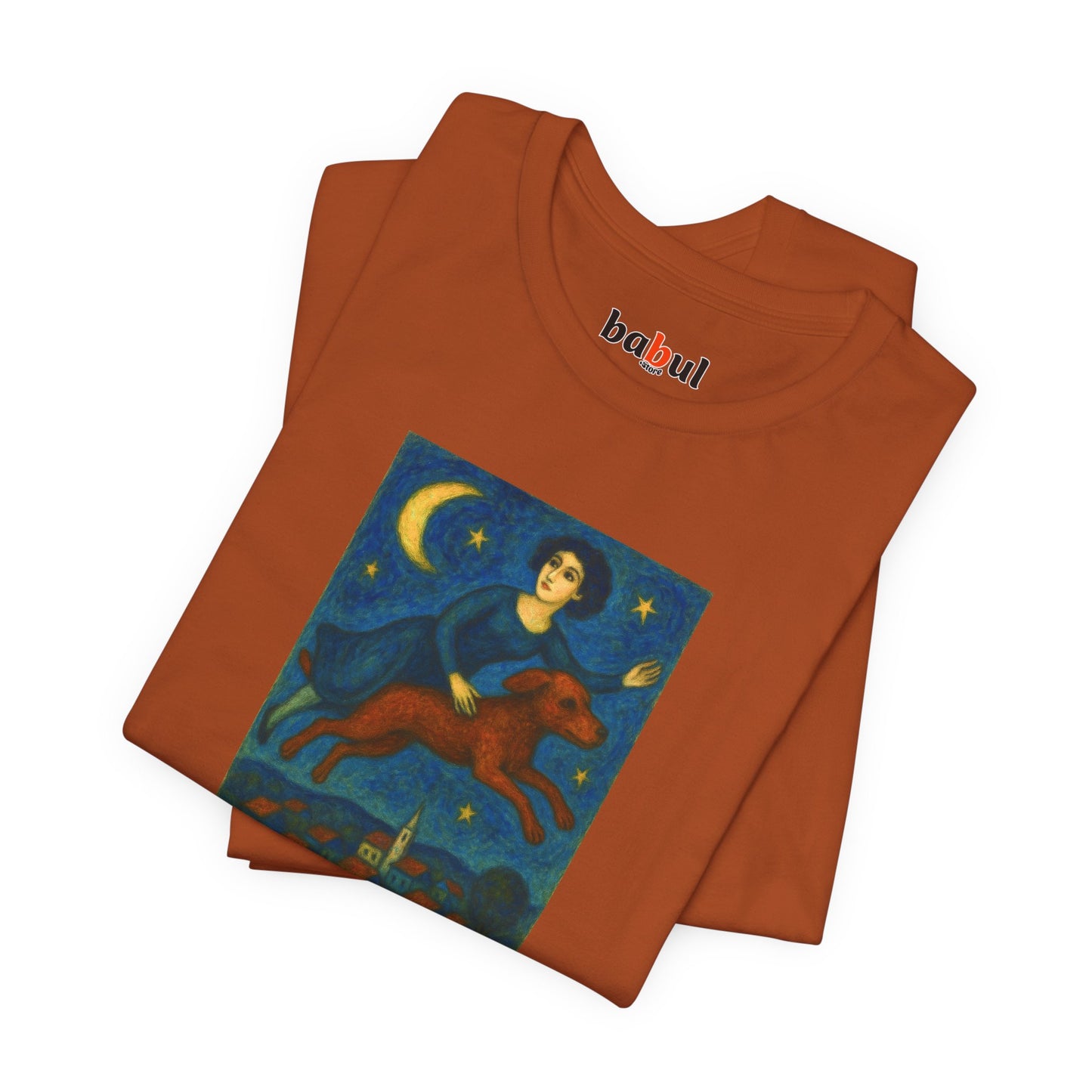 DOGART Unisex Jersey Cat T-Shirt - MARC CHAGALL - Iconic Painting Reimagined with Dogs
