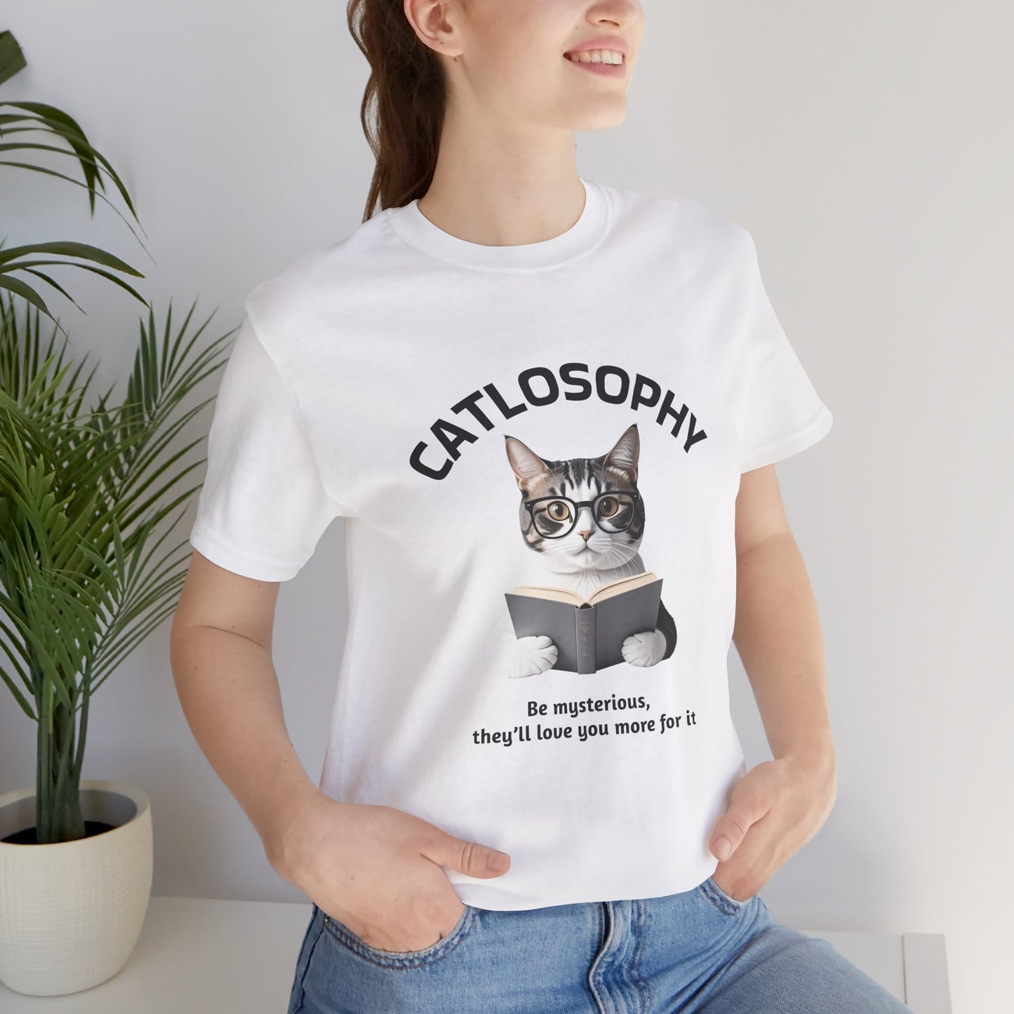 Catlosophy Unisex Jersey Short Sleeve Tee – "Be mysterious" Design