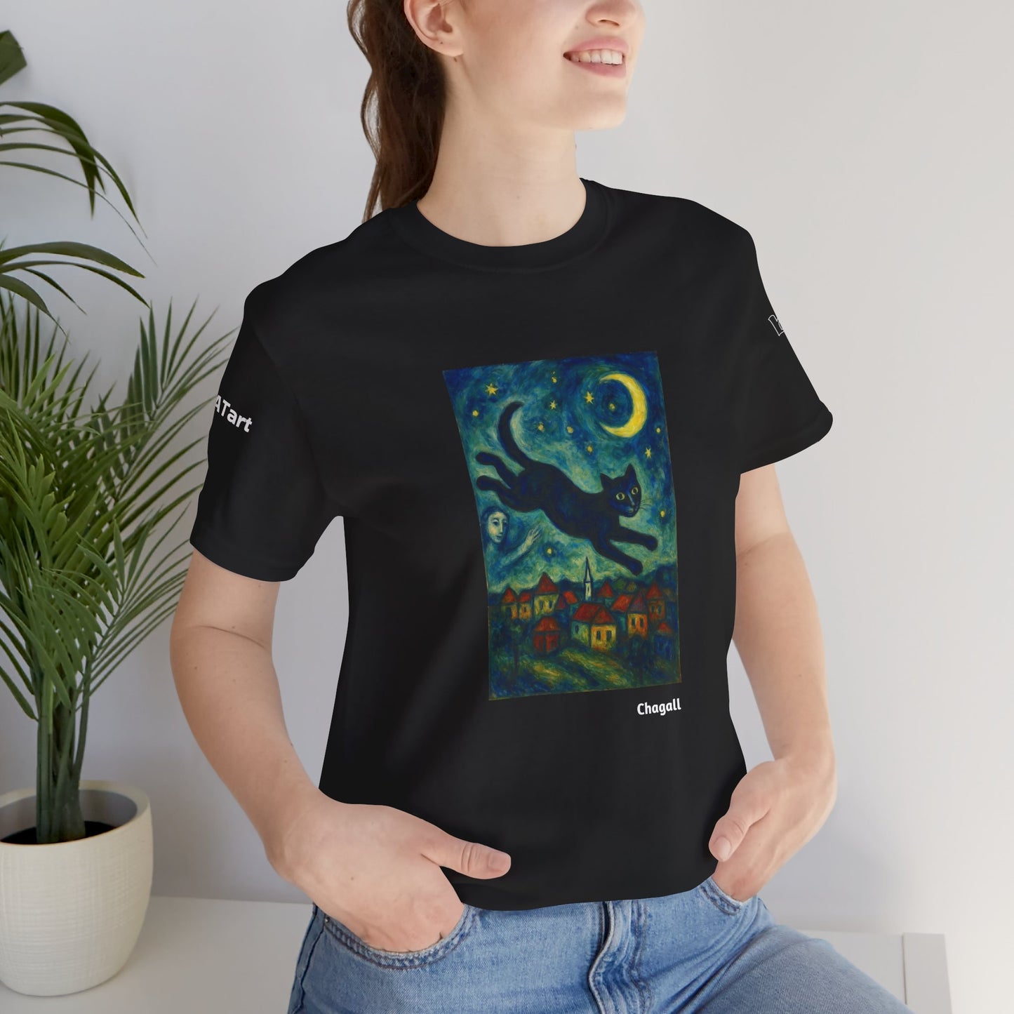 CATART Unisex Jersey Cat T-Shirt - MARC CHAGALL - Iconic Painting Reimagined with Cats