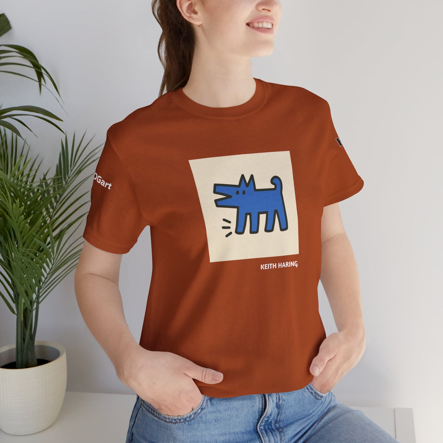 DOGART Unisex Jersey Cat T-Shirt - KEITH HARING - Iconic Painting Reimagined with Dogs