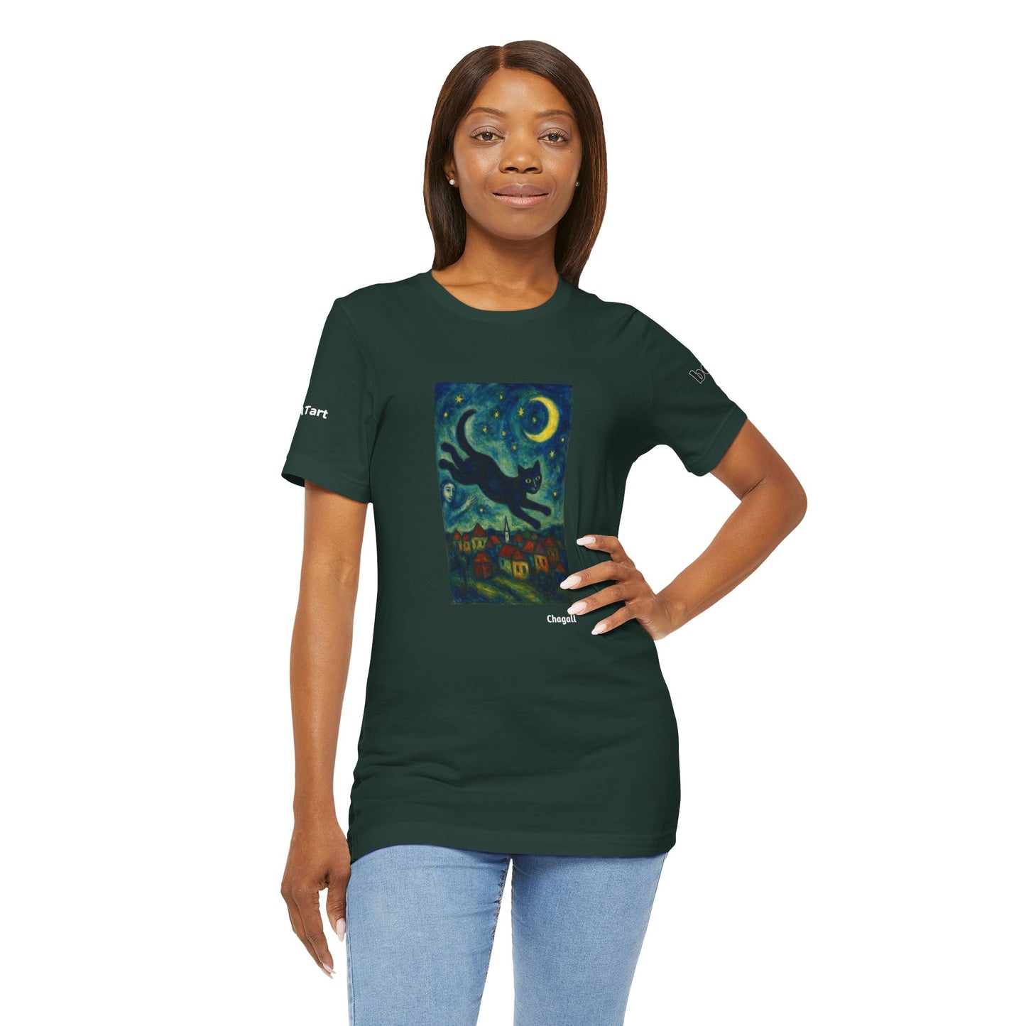 CATART Unisex Jersey Cat T-Shirt - MARC CHAGALL - Iconic Painting Reimagined with Cats