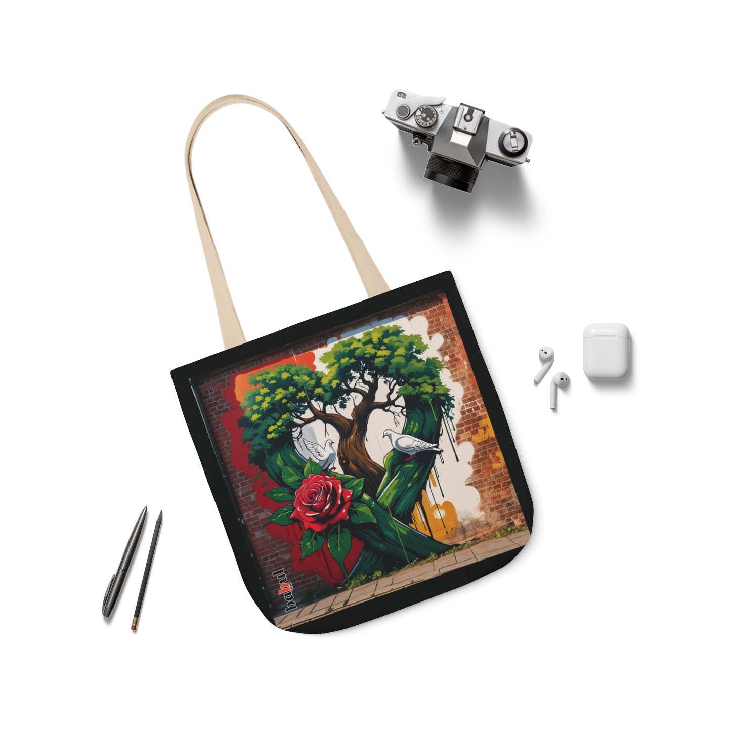 Artistic Surge - Eco-Friendly Canvas Tote Bag - HEART WITH ROSE