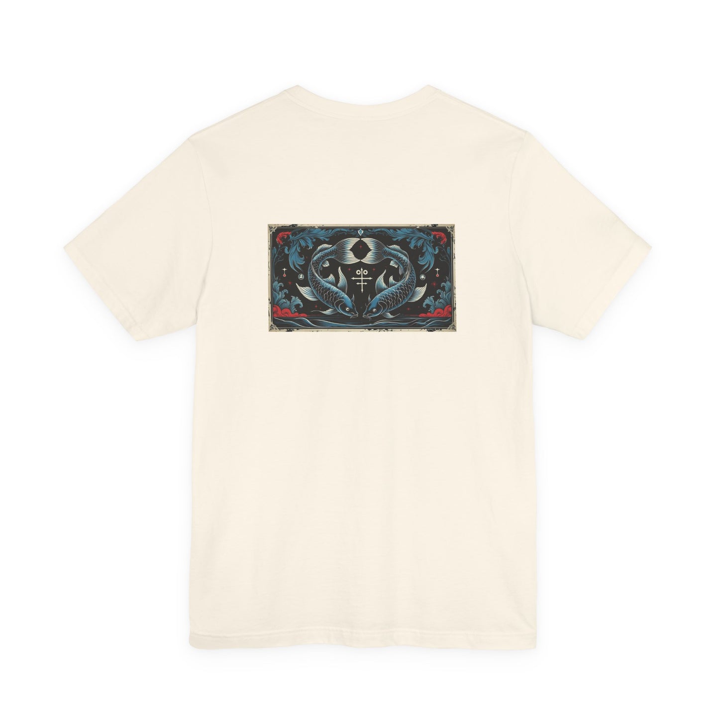 Pisces - Gothic Zodiac T-Shirt. Blue graphic on the back. Zodiac in the Shadows