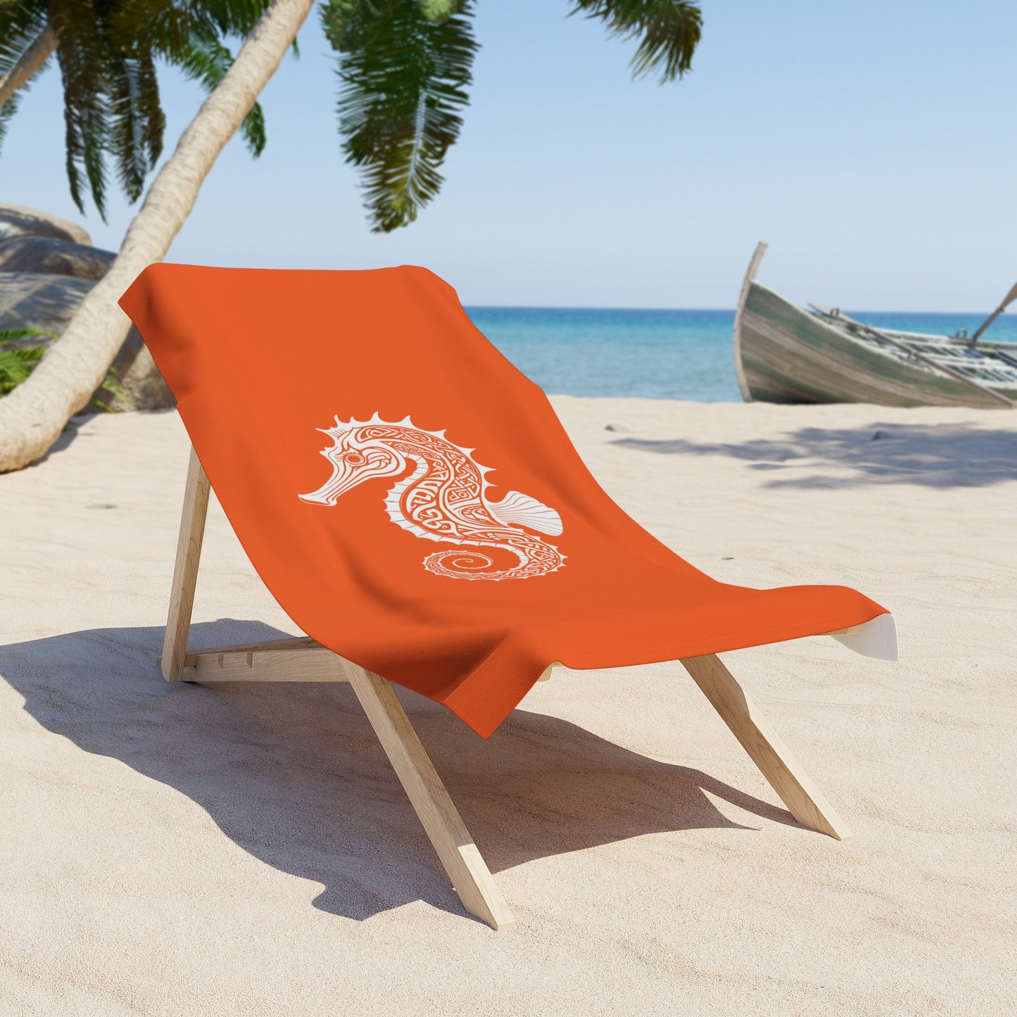 Tribal Waves Beach Towel - SEAHORSE