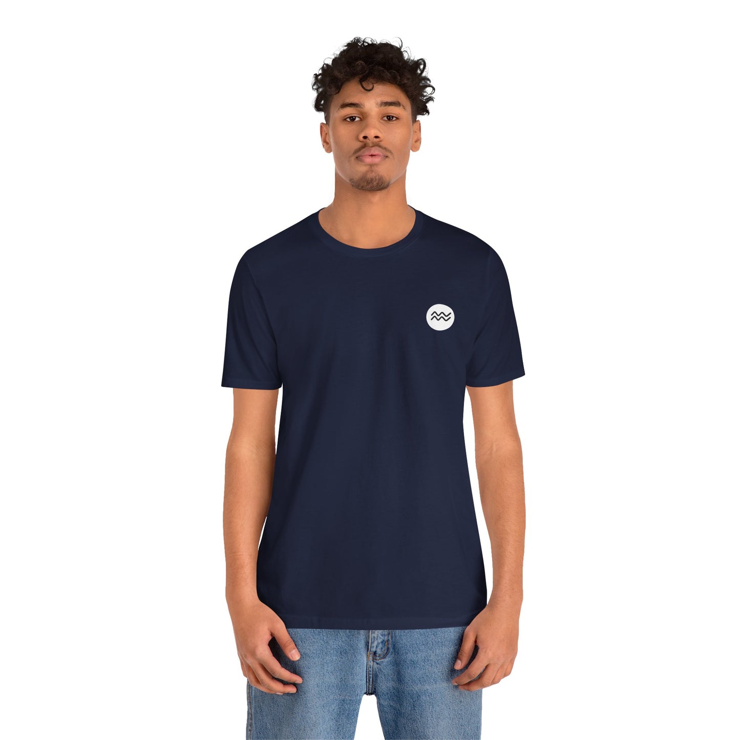 Aquarius - Gothic Zodiac, Red Graphic on the back T-Shirt. Zodiac in the Shadows