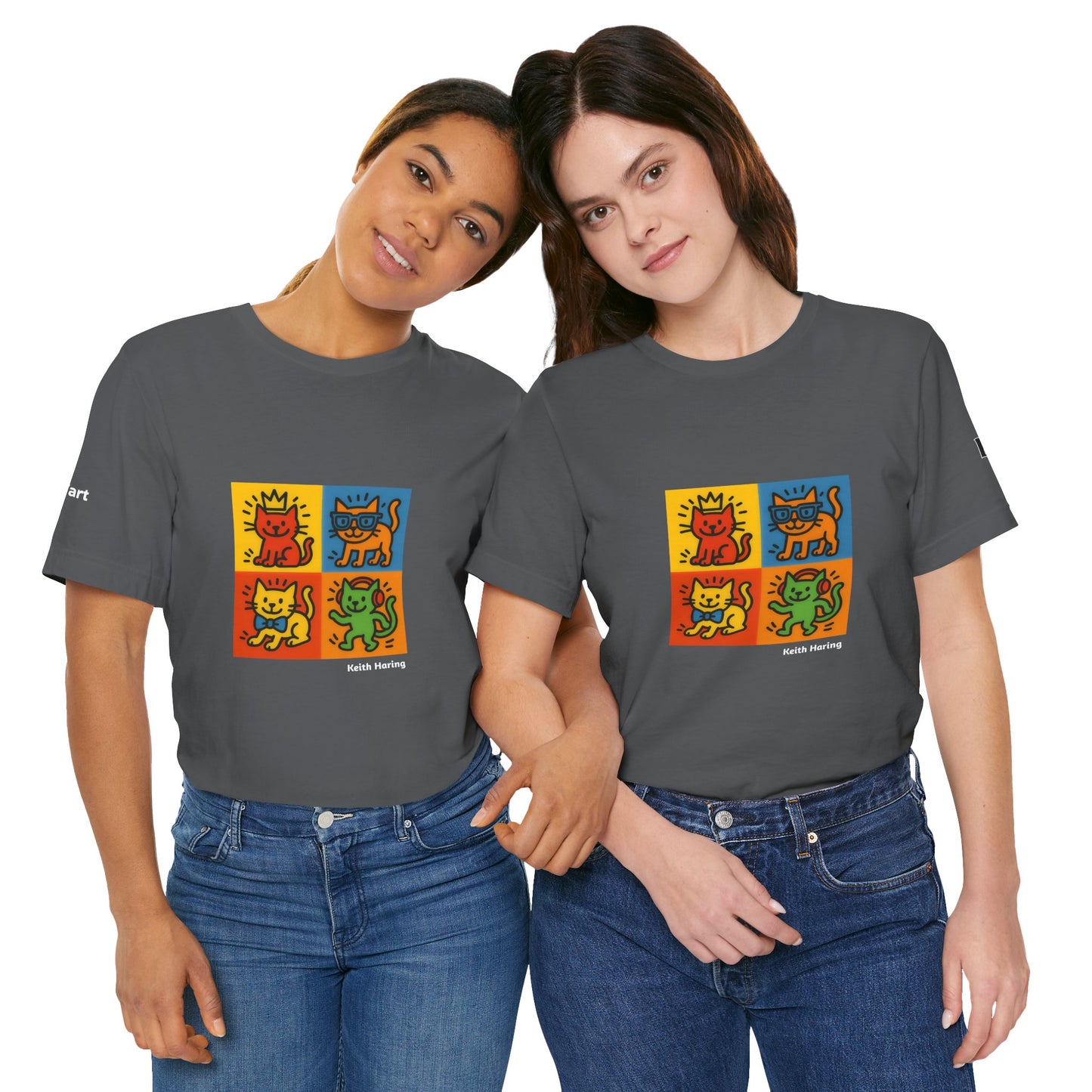 CATART Unisex Jersey Cat T-Shirt - KEITH HARING - Iconic Painting Reimagined with Cats