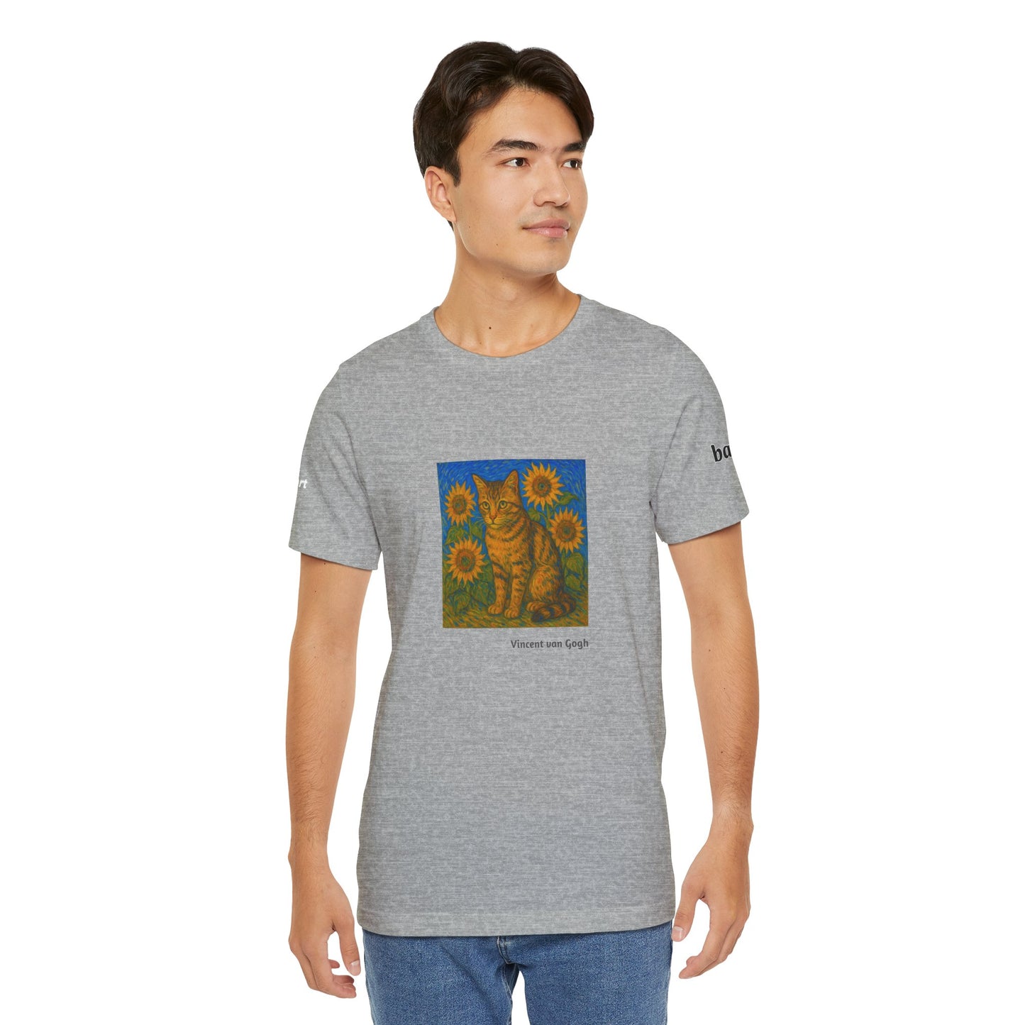 CATART Unisex Jersey Cat T-Shirt - Vincent van Gogh - Iconic Painting Reimagined with Cats