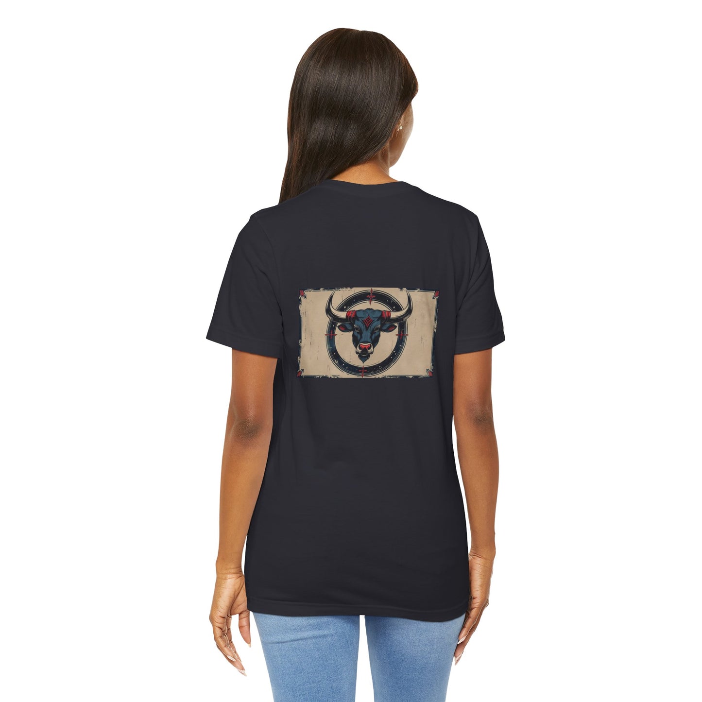 Taurus - Gothic Zodiac T-Shirt. Blue graphic on the back. Zodiac in the Shadows