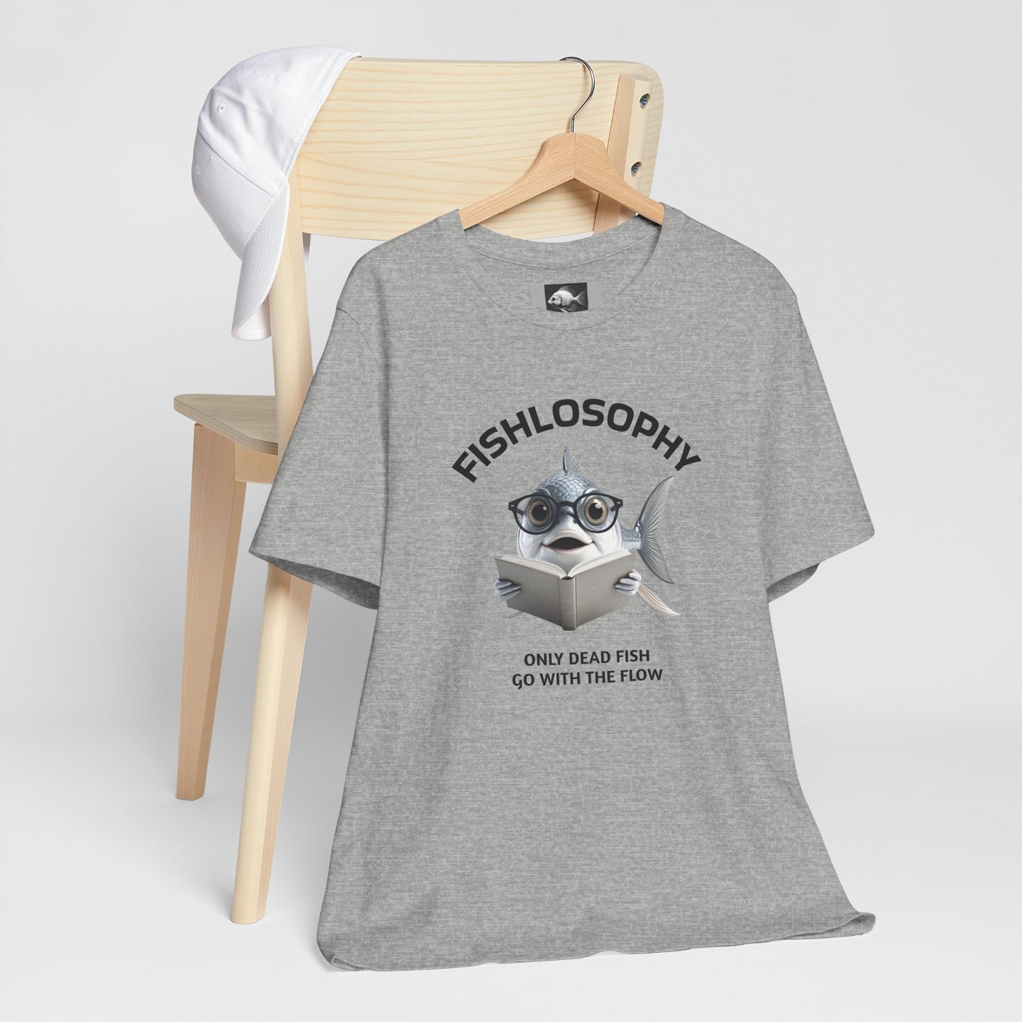 Fishlosophy Unisex Jersey Short Sleeve Tee – Only Dead Fish go with the Flow