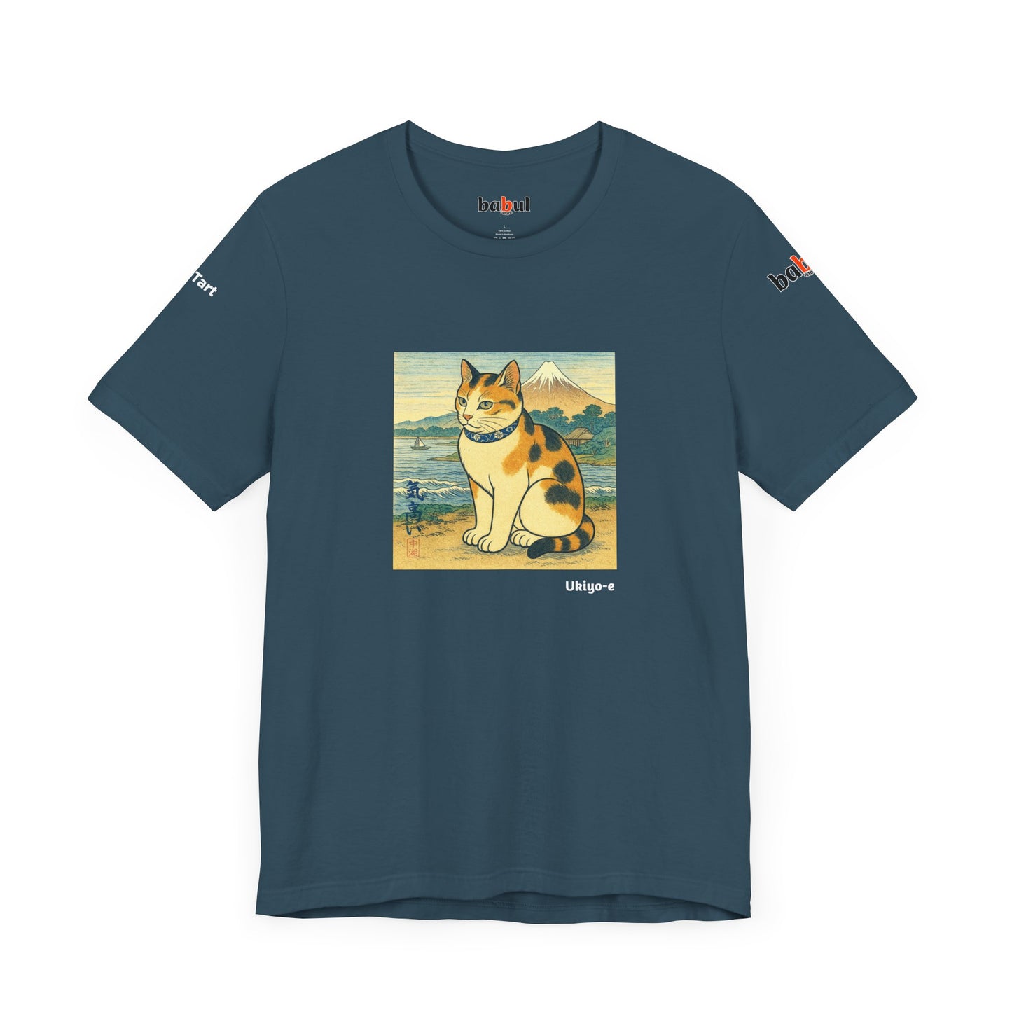 CATART Unisex Jersey Cat T-Shirt - UKIYO-E Japanese art Style - Iconic Painting Reimagined with Cats
