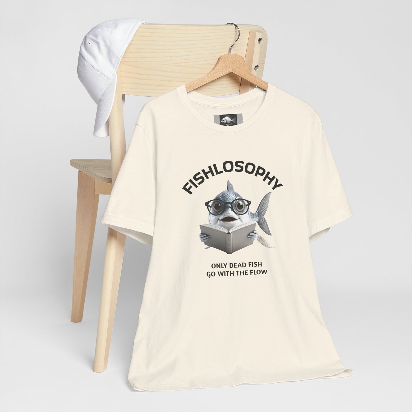Fishlosophy Unisex Jersey Short Sleeve Tee – Only Dead Fish go with the Flow