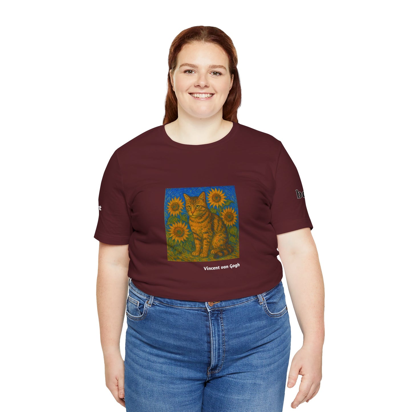 CATART Unisex Jersey Cat T-Shirt - Vincent van Gogh - Iconic Painting Reimagined with Cats
