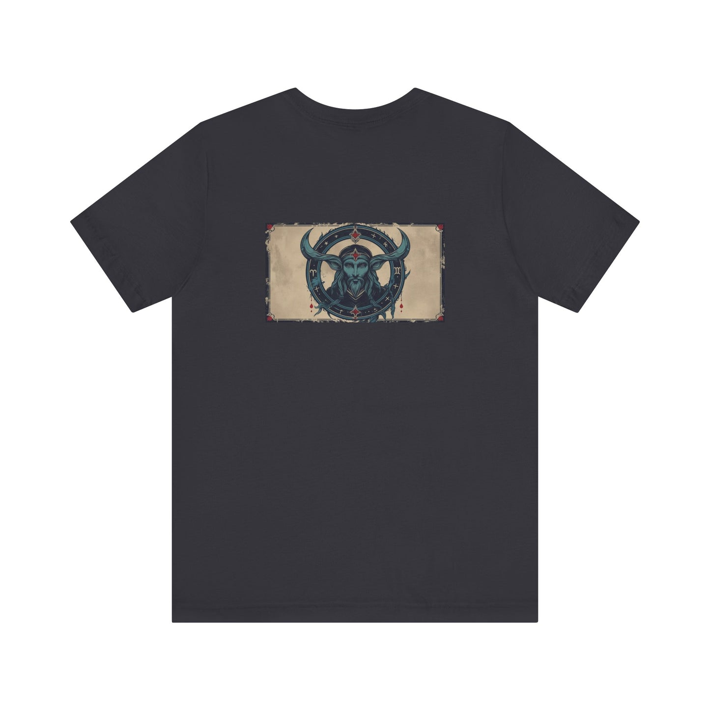Capricorn - Gothic Zodiac T-Shirt. Blue graphic on the back. Zodiac in the Shadows
