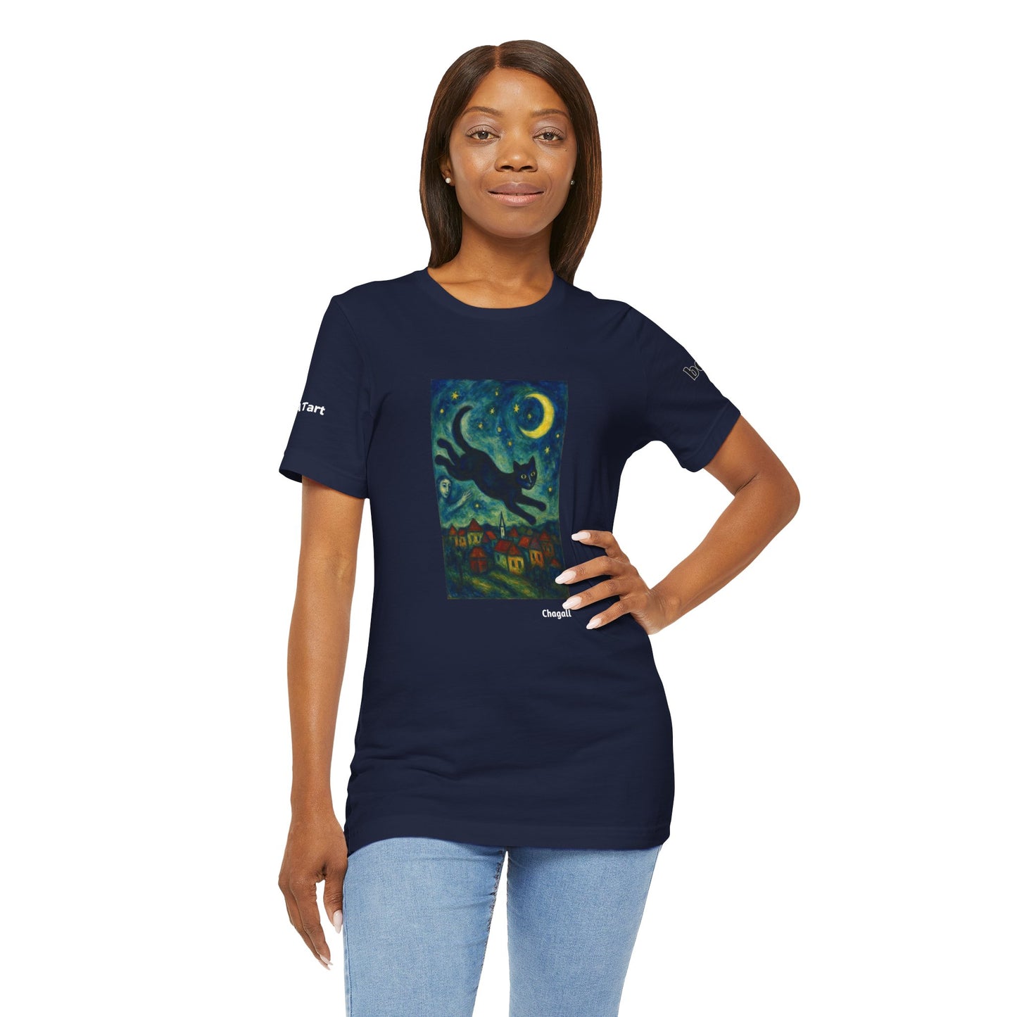 CATART Unisex Jersey Cat T-Shirt - MARC CHAGALL - Iconic Painting Reimagined with Cats