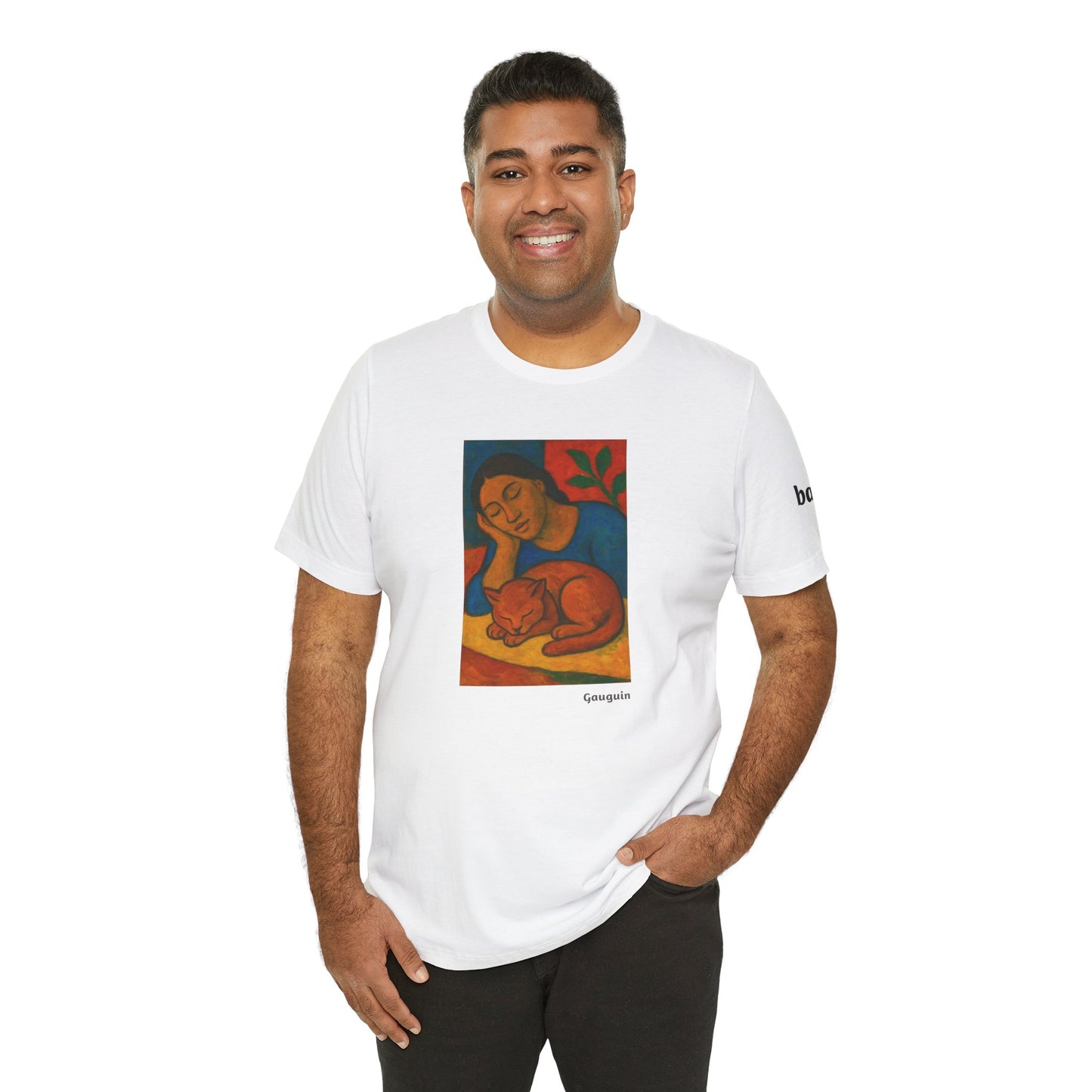 CATART Unisex Jersey Cat T-Shirt - GAUGUIN - Iconic Painting Reimagined with Cats
