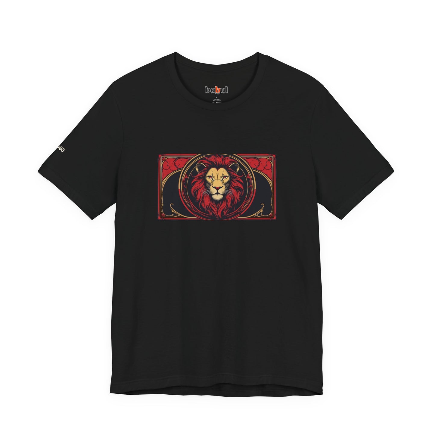 Leo - Gothic Zodiac T-Shirt. Red graphic in front. Zodiac in the Shadows
