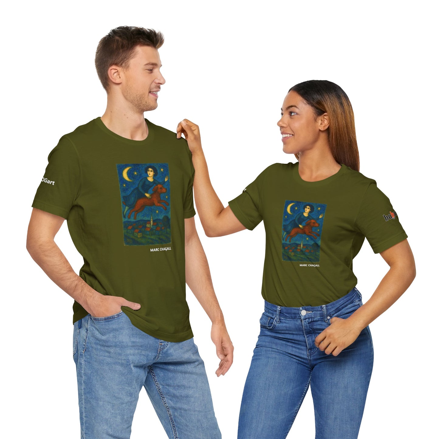 DOGART Unisex Jersey Dog T-Shirt - MARC CHAGALL - Iconic Painting Reimagined with Dogs