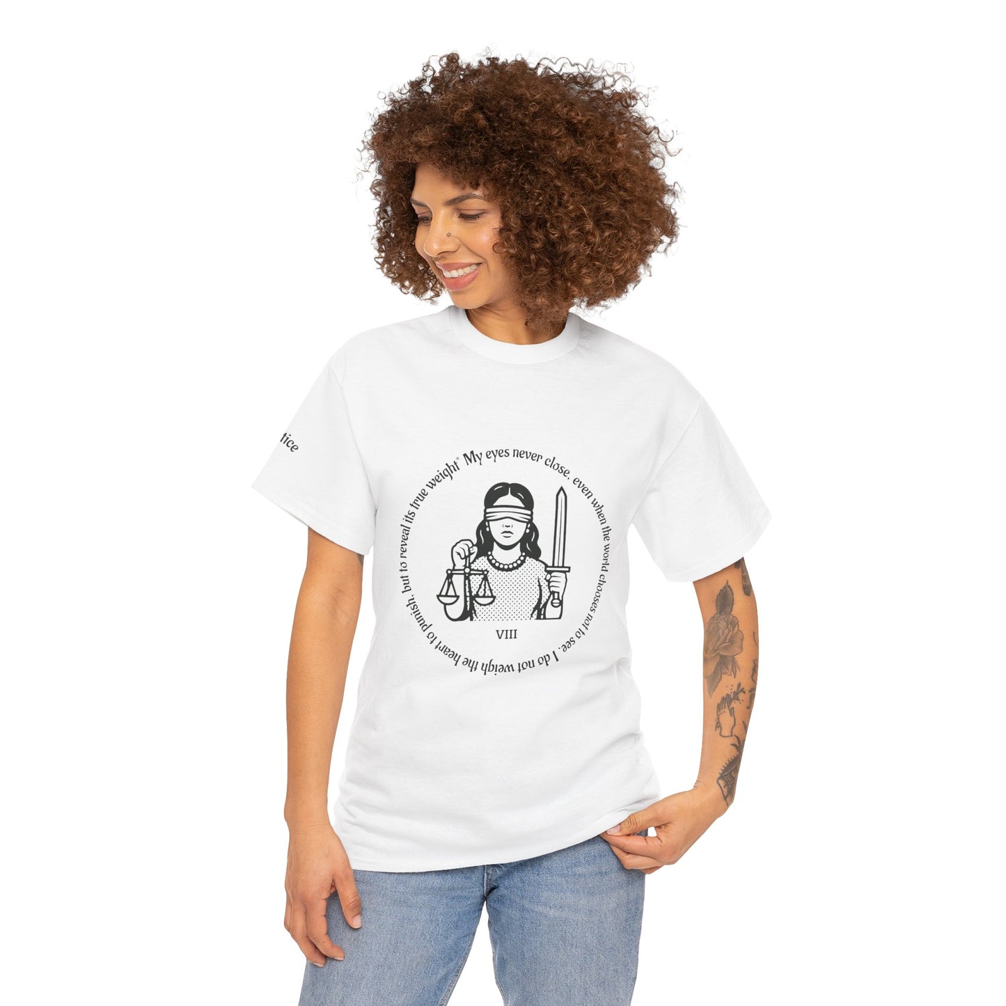Justice - ArcanaPop T-Shirt – Where Tarot Magic Meets Pop Art