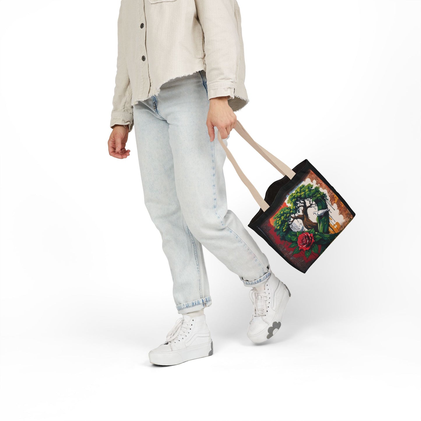 Artistic Surge - Eco-Friendly Canvas Tote Bag - HEART WITH ROSE