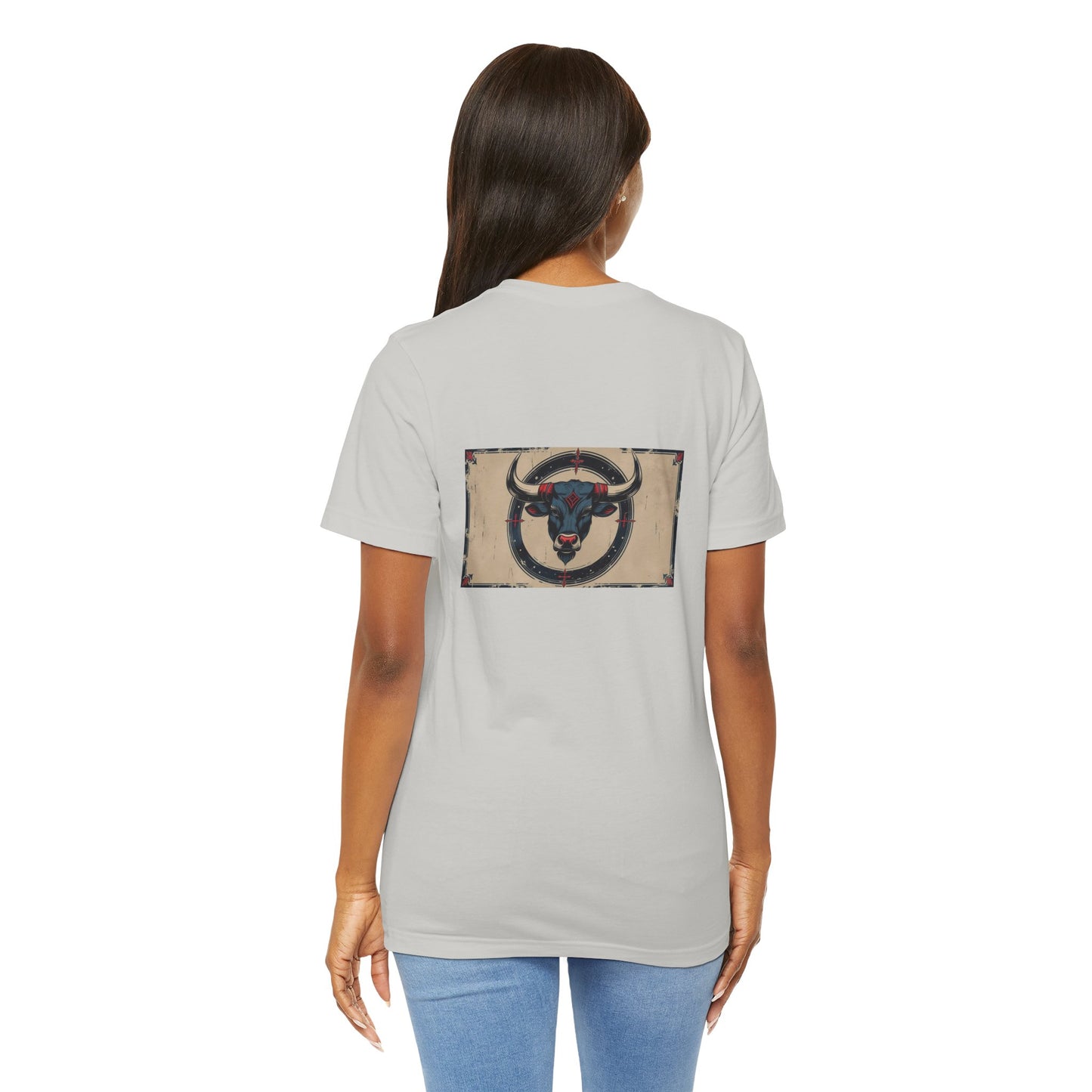 Taurus - Gothic Zodiac T-Shirt. Blue graphic on the back. Zodiac in the Shadows