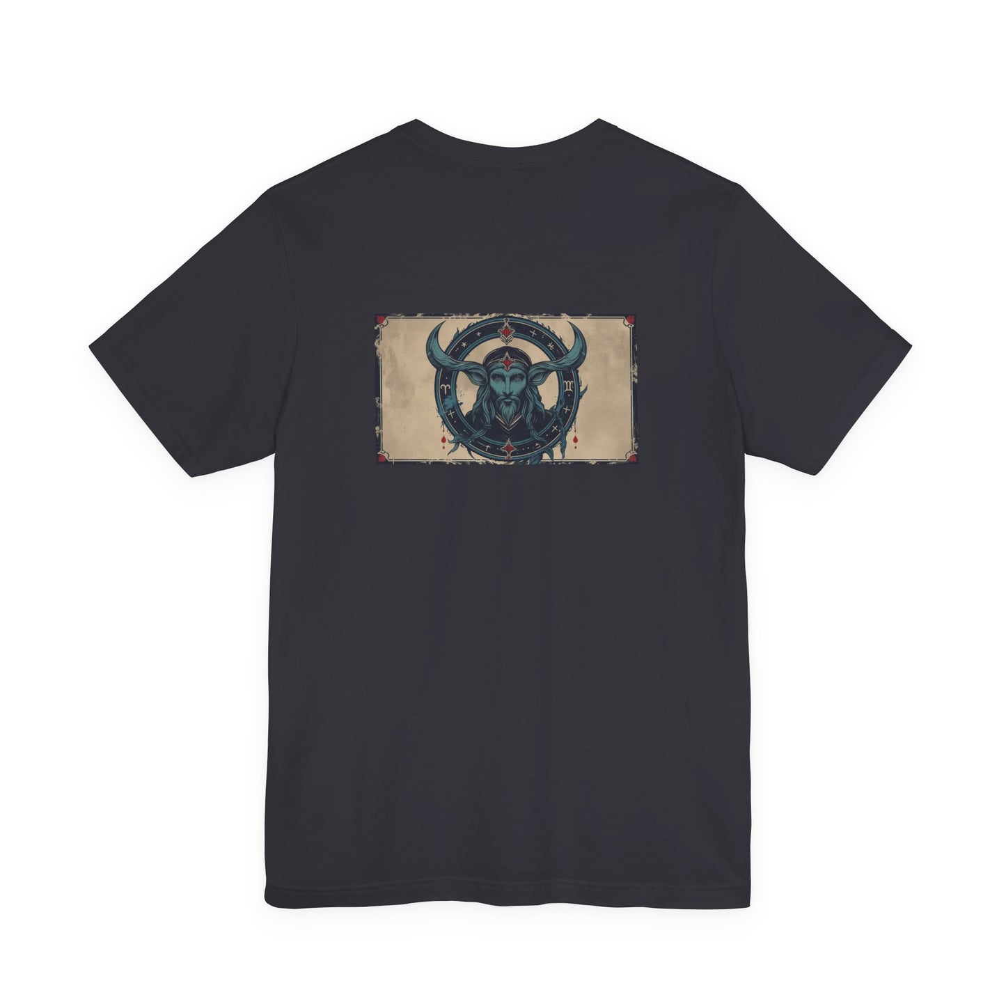 Capricorn - Gothic Zodiac T-Shirt. Blue graphic on the back. Zodiac in the Shadows