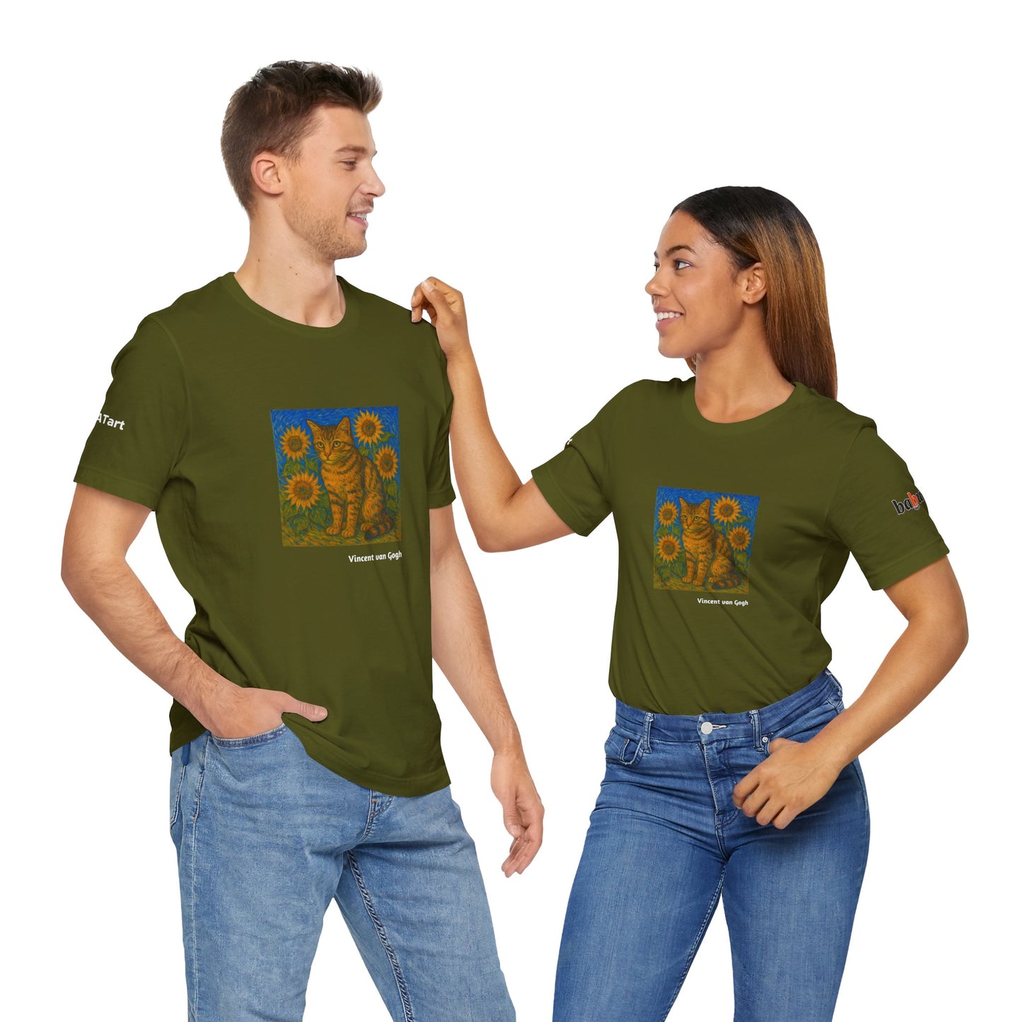 CATART Unisex Jersey Cat T-Shirt - Vincent van Gogh - Iconic Painting Reimagined with Cats
