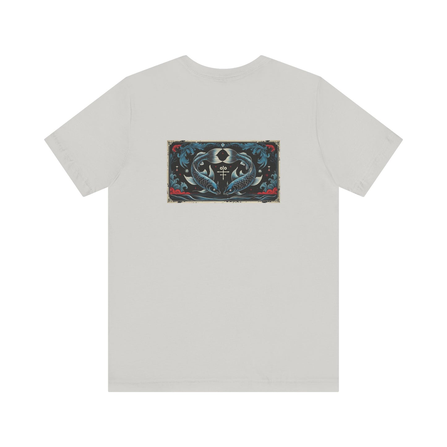 Pisces - Gothic Zodiac T-Shirt. Blue graphic on the back. Zodiac in the Shadows